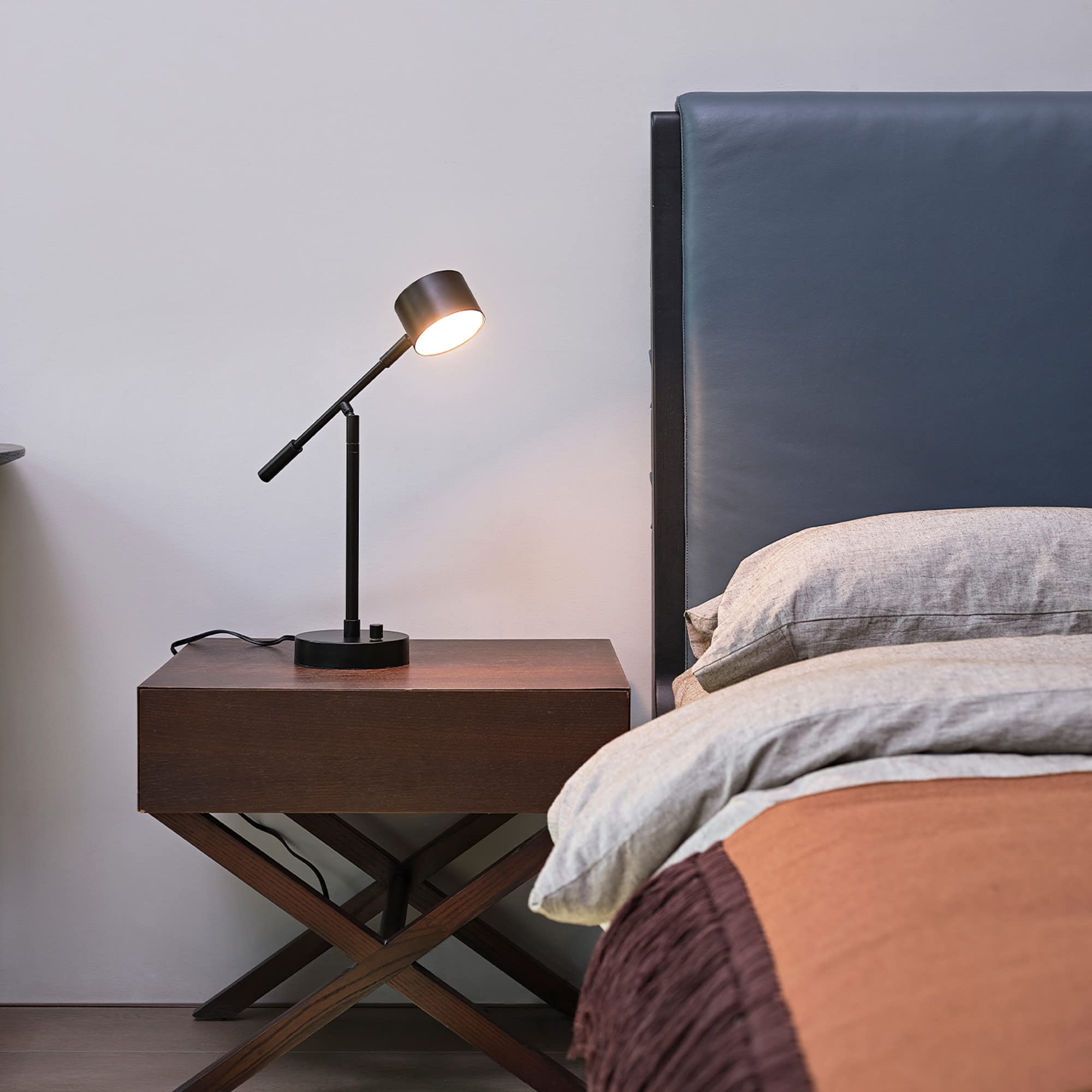 Globe Electric 52271 Aristocrat 16'' Integrated Led Swing Arm Desk Lamp, Matte Black, Dimmable On/Off Rotary Switch At Base, 2.1