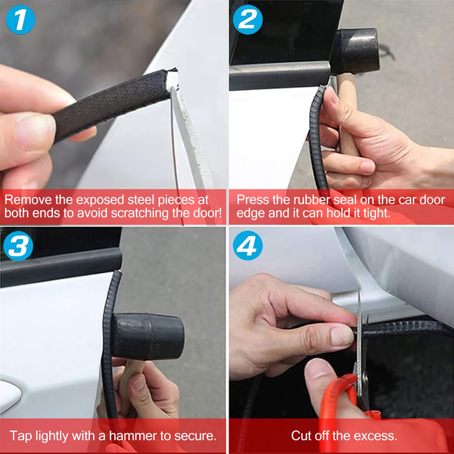 33Ft(10M) Long Car Door Edge Guards,U Shape Edge Trim Rubber Seal Protector Rubber Car Door Protector Car Protection Door Edge Anti-Collision Rubber Clips Fit For Most Car| Black |