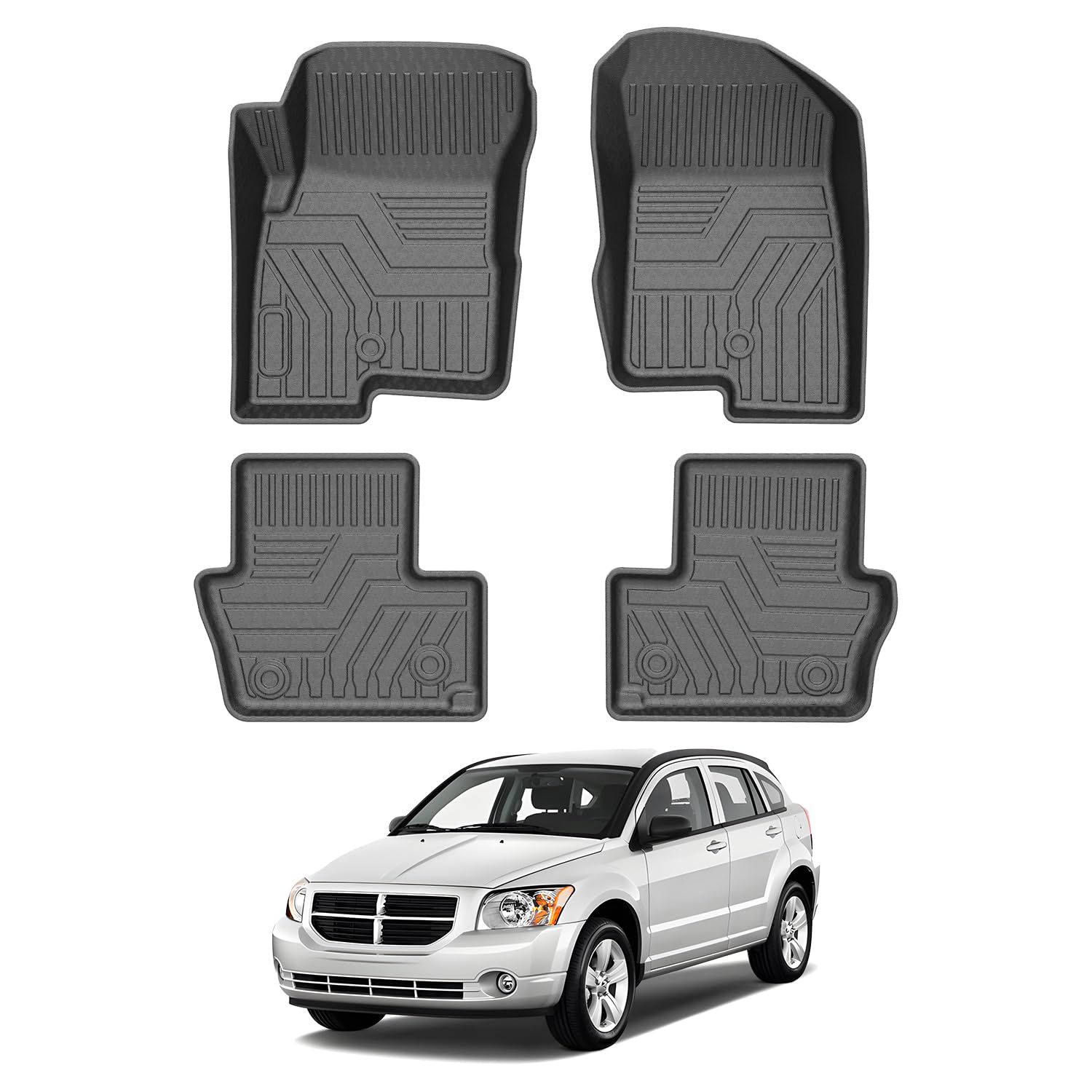 Mixsuper Floor Mats Compatible with 2007-2012 Dodge Caliber / 2007-2017 Jeep Patriot/Compass (Old Body Style) All Weather Floor 