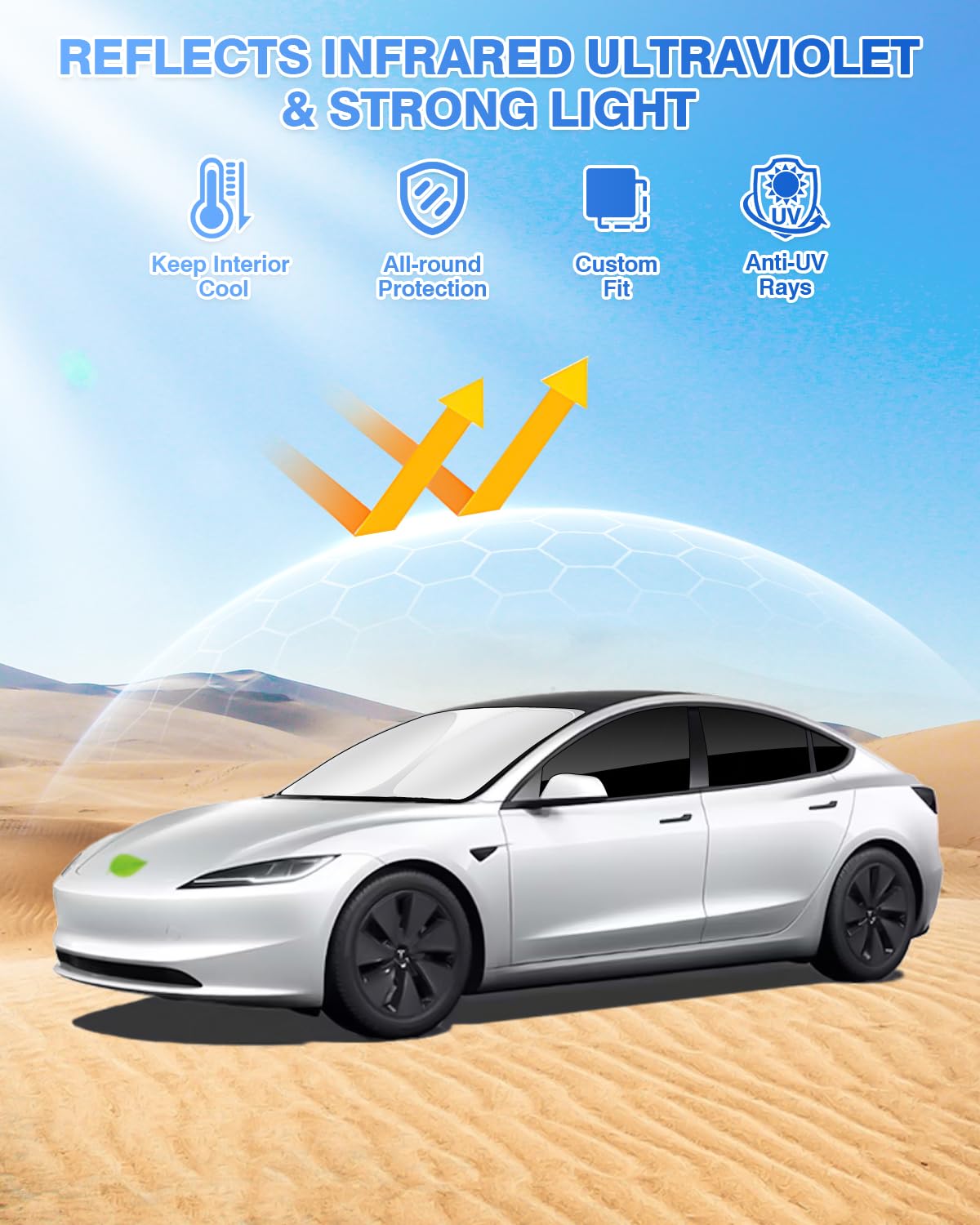 Canvcle Sunshades For Tesla Model 3 2016-2025 (Fit Model 3 Highland) Accessories Windshield Sun Shade Side Rear Window Shade Cov