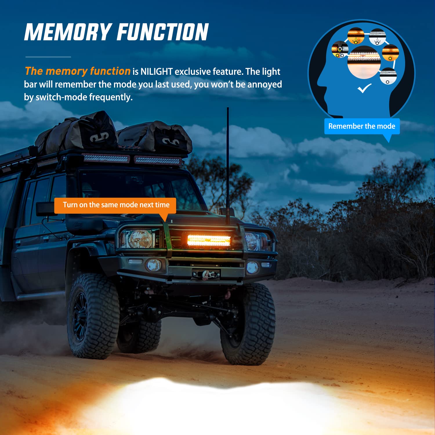 Nilight 12Inch 300W Led Light Bar Spot Flood Amber White Strobe 6 Modes With Memory Function Off-Road Truck Car Atv Suv Cabin Bo