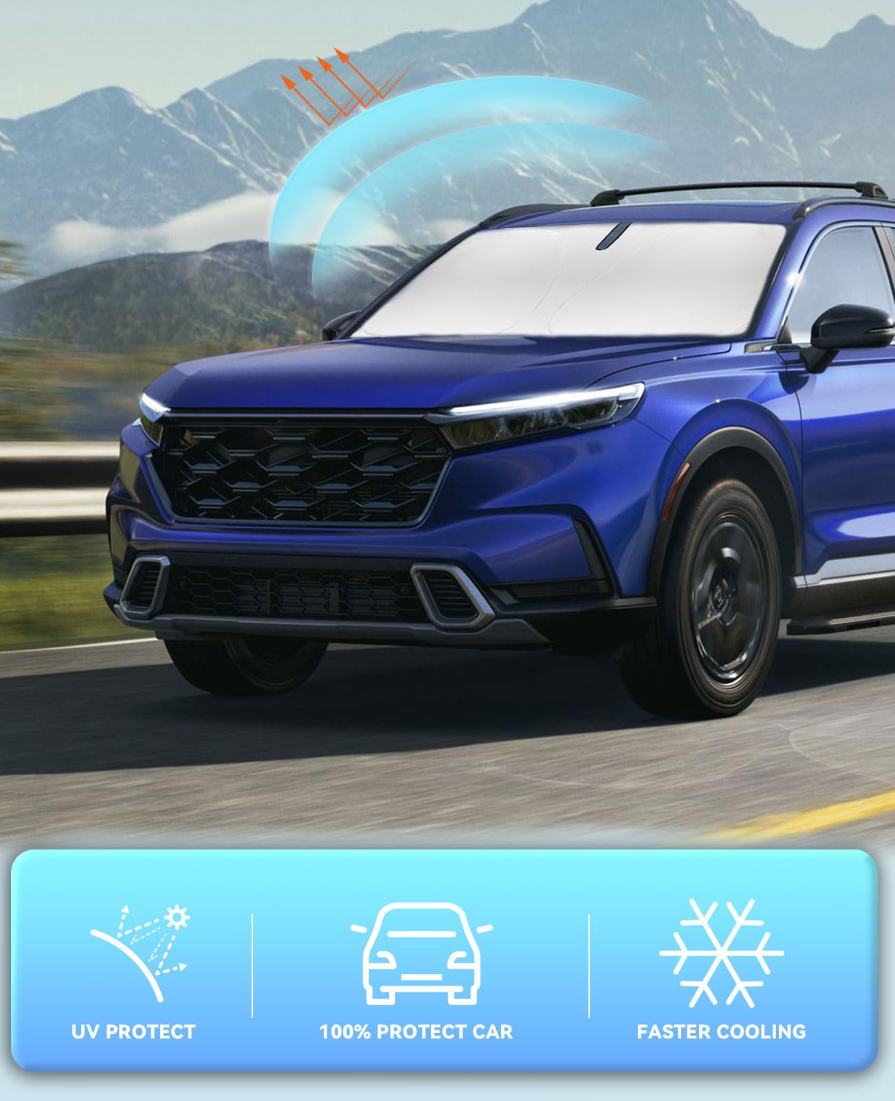 Sunshade For Crv Windshield Sun Shade For 2023-2024 2025 Crv C-Rv Suv, Lx, Ex, Ex-L, Sport Hybrid, Touring For Honda Front Windo