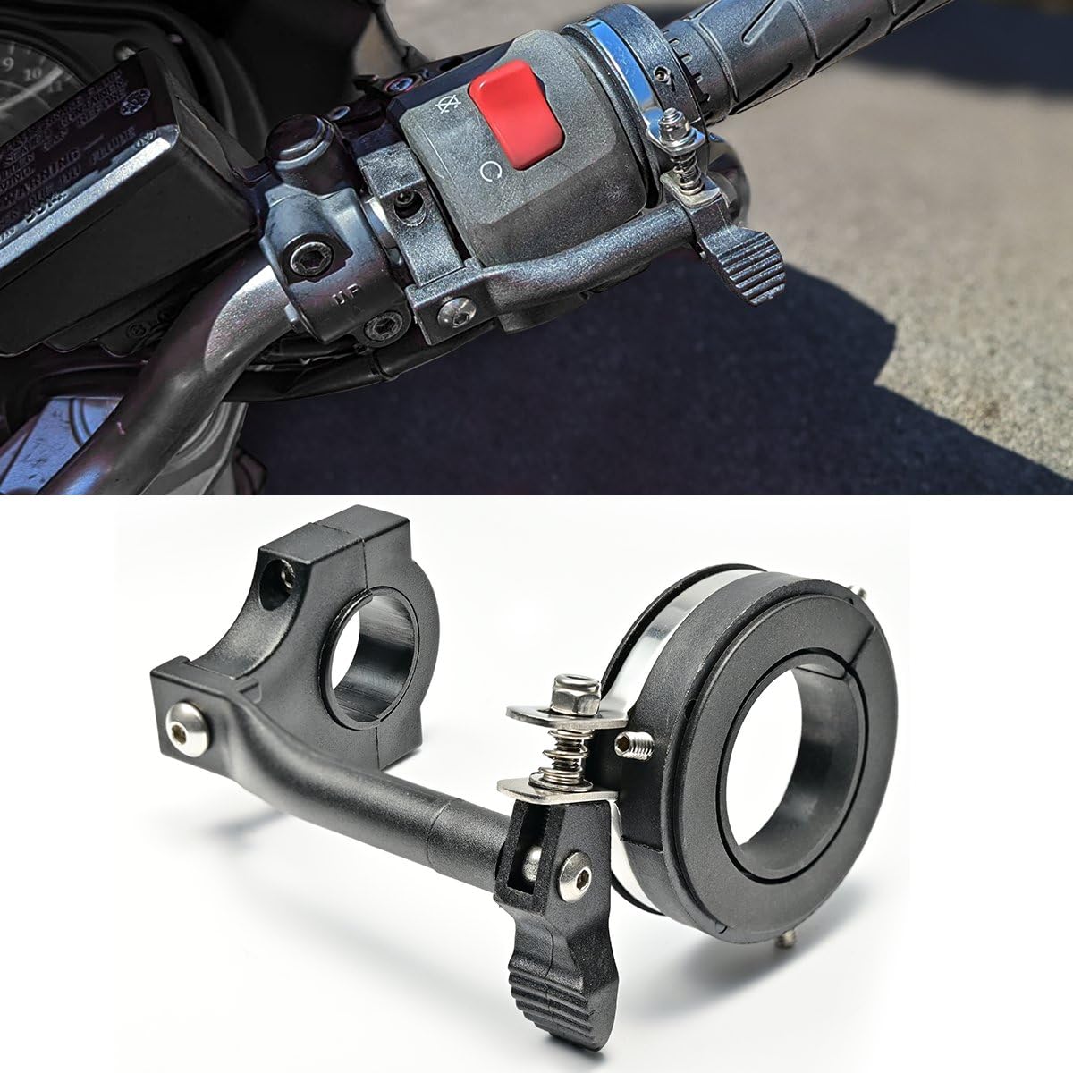 BILLFARO Universal Throttle Lock,Motorcycle Cruise Control Throttle Assist Clamp Handlebar Grip Accelerator Assistant Accessory 