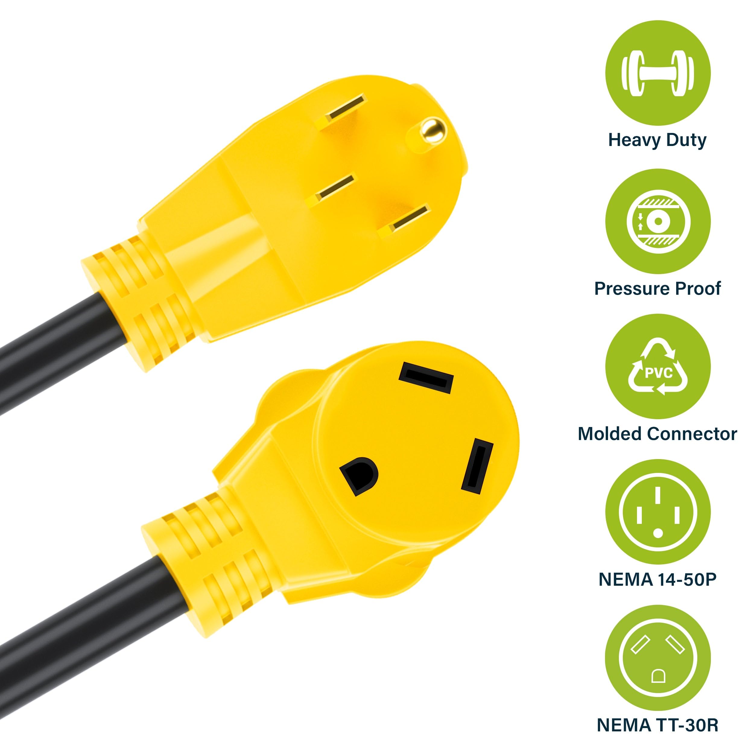 Gearit 50 Amp To 30 Amp Rv Adapter Cord, 50Amp Male To 30Amp Female, Nema 14-50P To Nema Tt-30R, Stw 10 Gauge Heavy Duty Electri