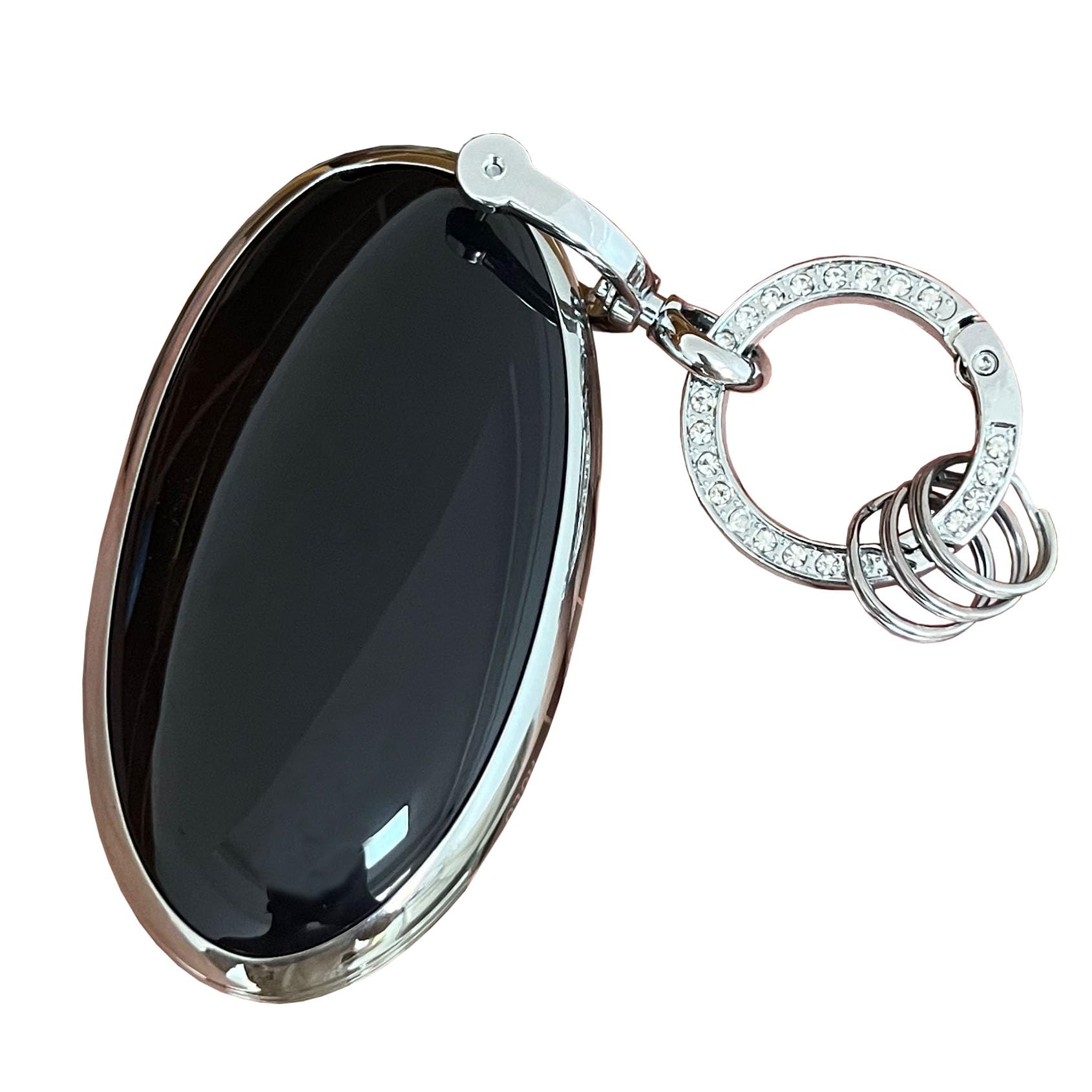 WENHENI for Hyundai Key Fob Cover Shell with Keychain Fit for Hyundai Ioniq 6 Grandeur GN7 KONA 2023 2024 Key (Black-silver-5b)