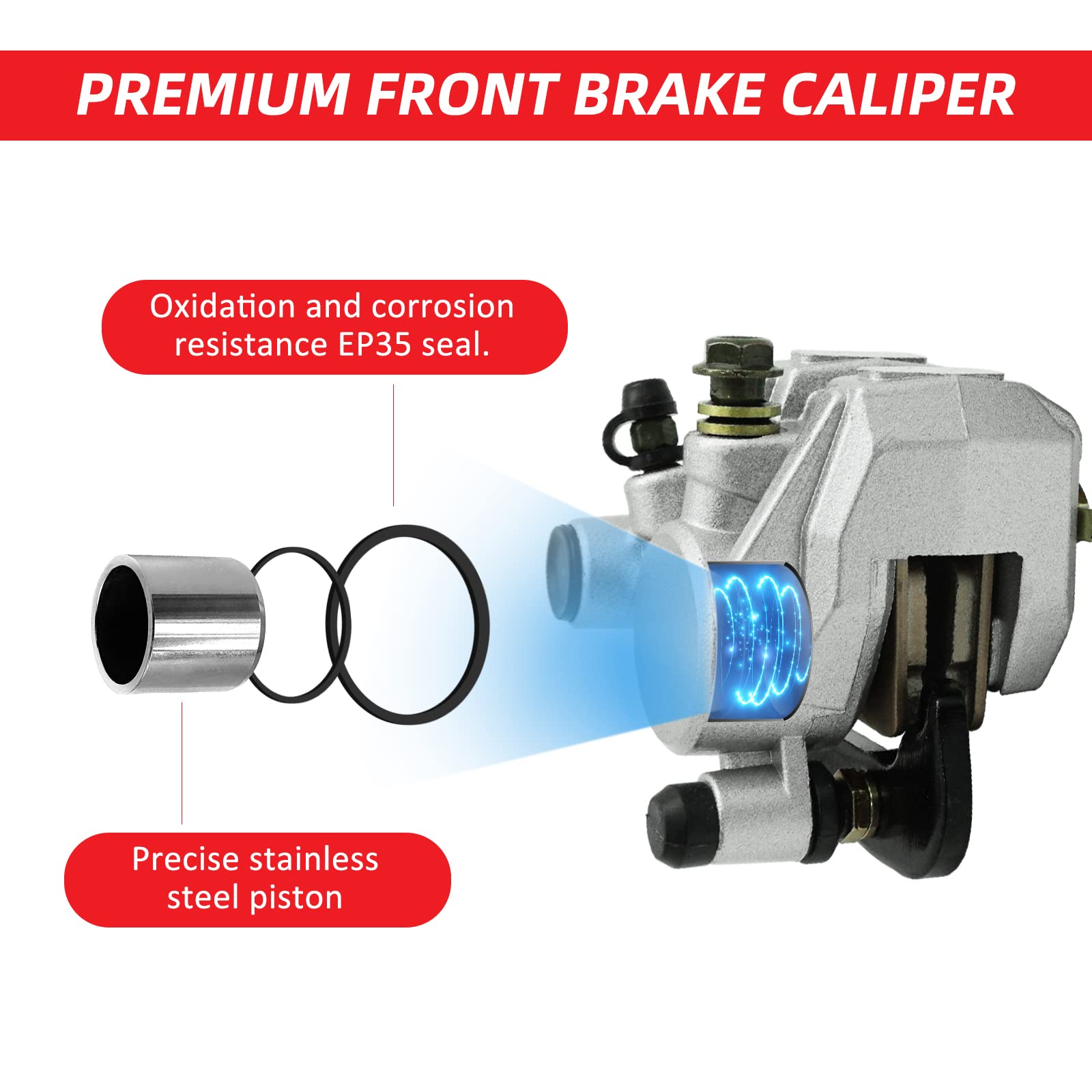 M Mati Front Left Right Brake Calipers W/Pads For Kawasaki Prairie 300 Kvf300 Prairie 360 Kvf360 Prairie 400 Kvf400 43080-5135 4