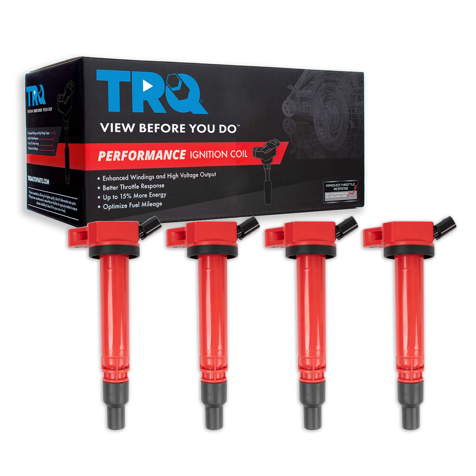 TRQ Ignition Coil Set Compatible with 2013-2018 Lexus ES300h 2015-2019 NX300h 2011-2016 Scion tC Toyota Avalon 2010-2017 Camry 2