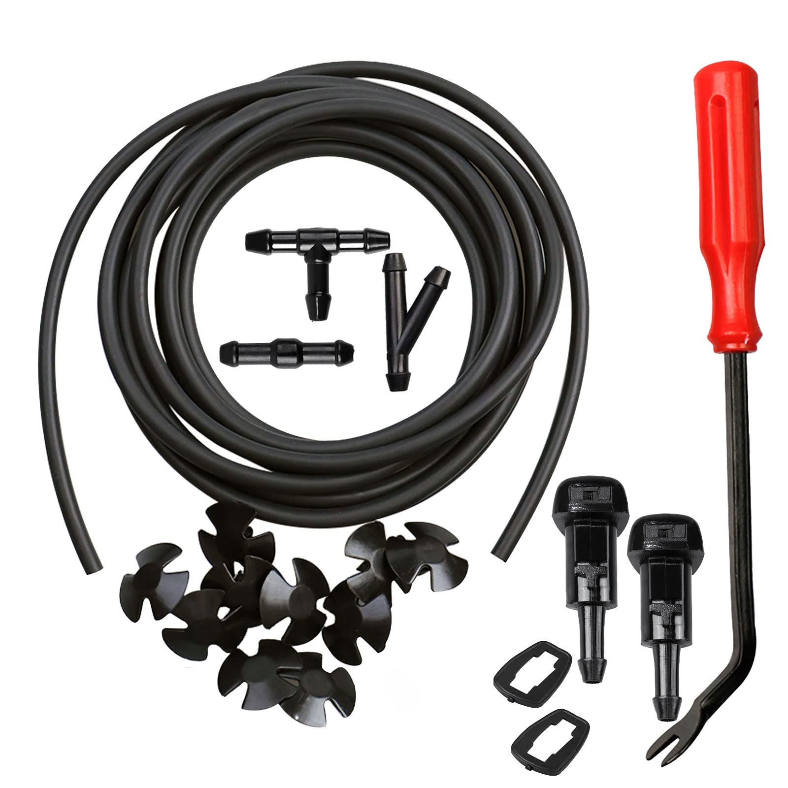 Windshield Washer Nozzles Kit-Windshield Sprayer Nozzle For Chrysler Dodge Jeep Ram, Windshield Washer Nozzle Hose Kit With 157-