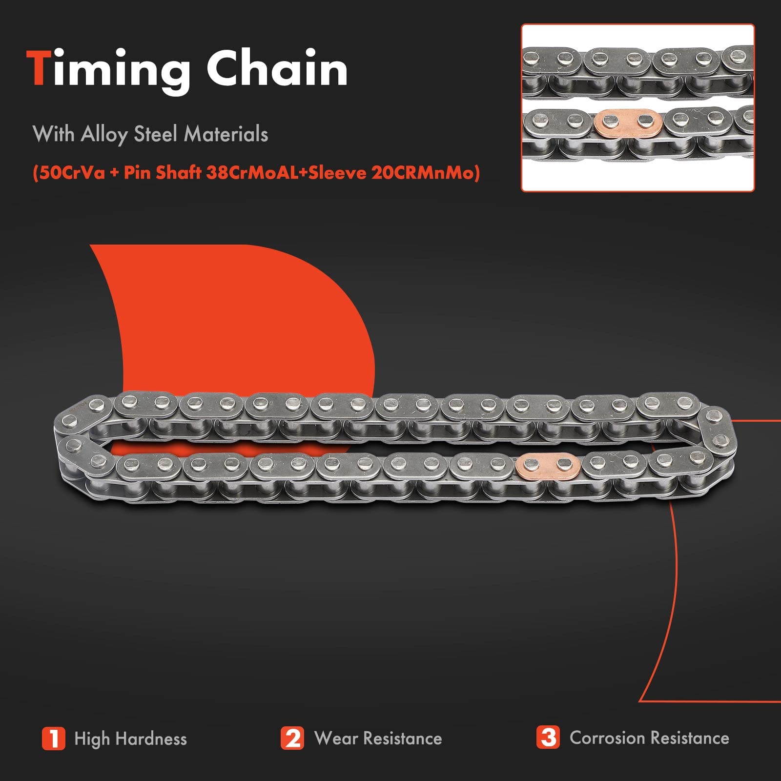 A-Premium Engine Timing Chain Kit W/Tensioner [fits DOHC, 4Cyl 2.0L] Compatible with Volkswagen Eos, GTI, Jetta 06-09, Passat &