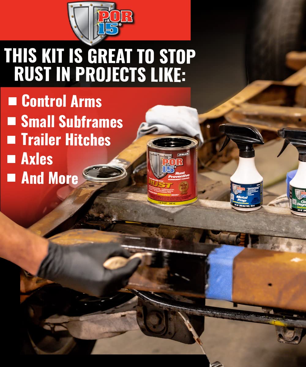 Por-15 Stop Rust Kit, Non-Porous Coating Seals And Protects Metal From Rust And Corrosion, Gloss Black
