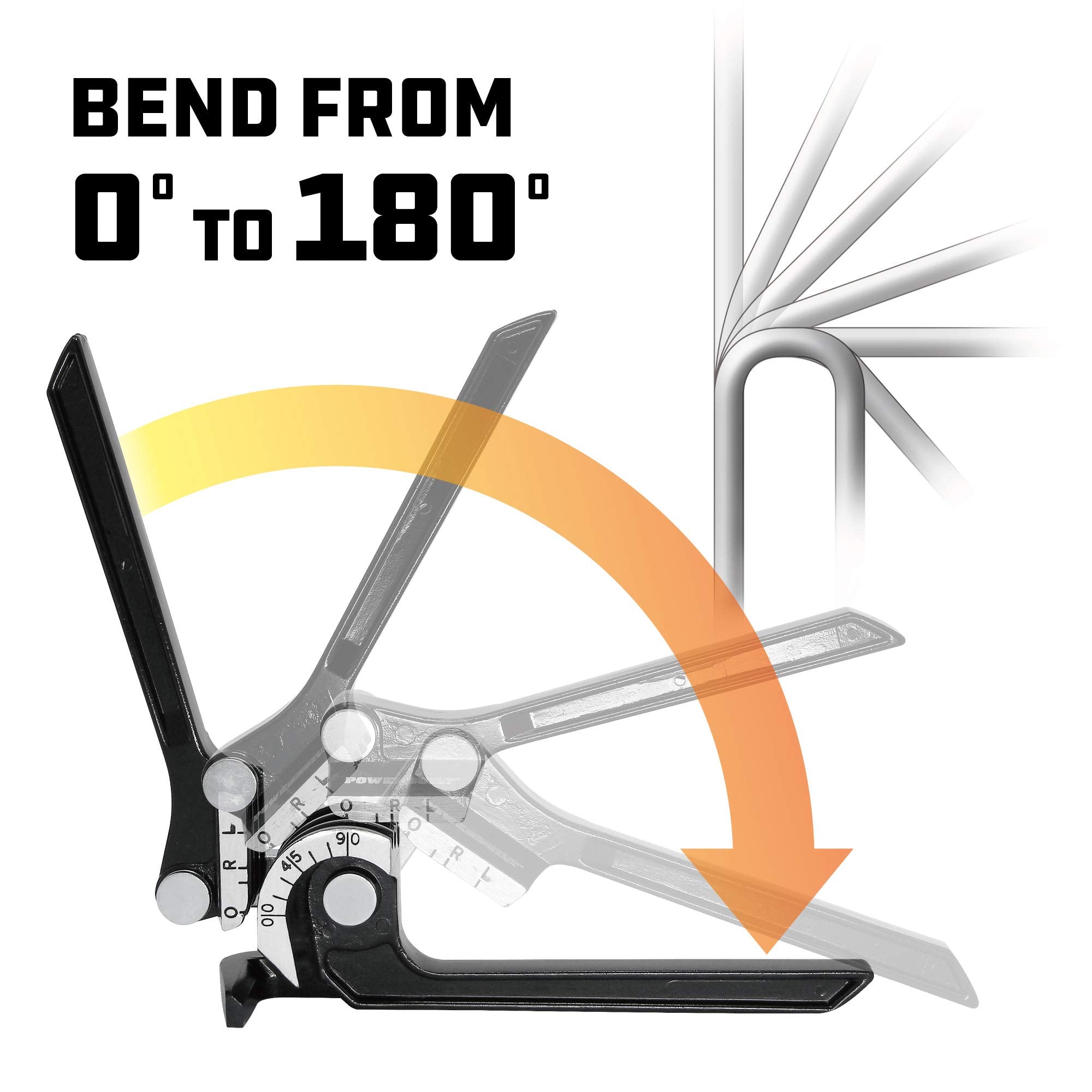 Powerbuilt Fuel And Brake Line Tubing Bender, Multi-Size Pipes Copper Aluminum Steel Brass, Bend Up To 180 Degrees, Lightweight