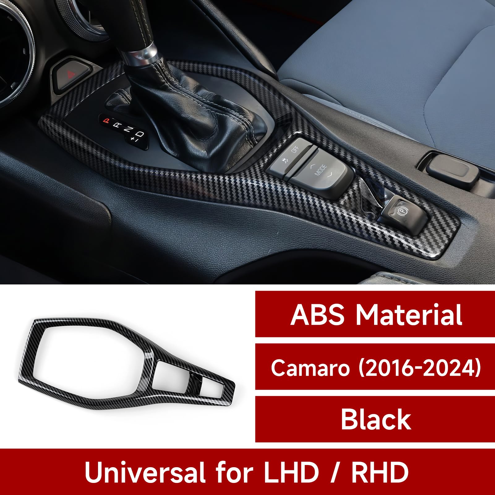 Car Gear Shift Control Panel Sticker ABS Carbon Fiber Decal Interior Trim Cover for Chevrolet Camaro 2016 2017 2018 2019 2020 20