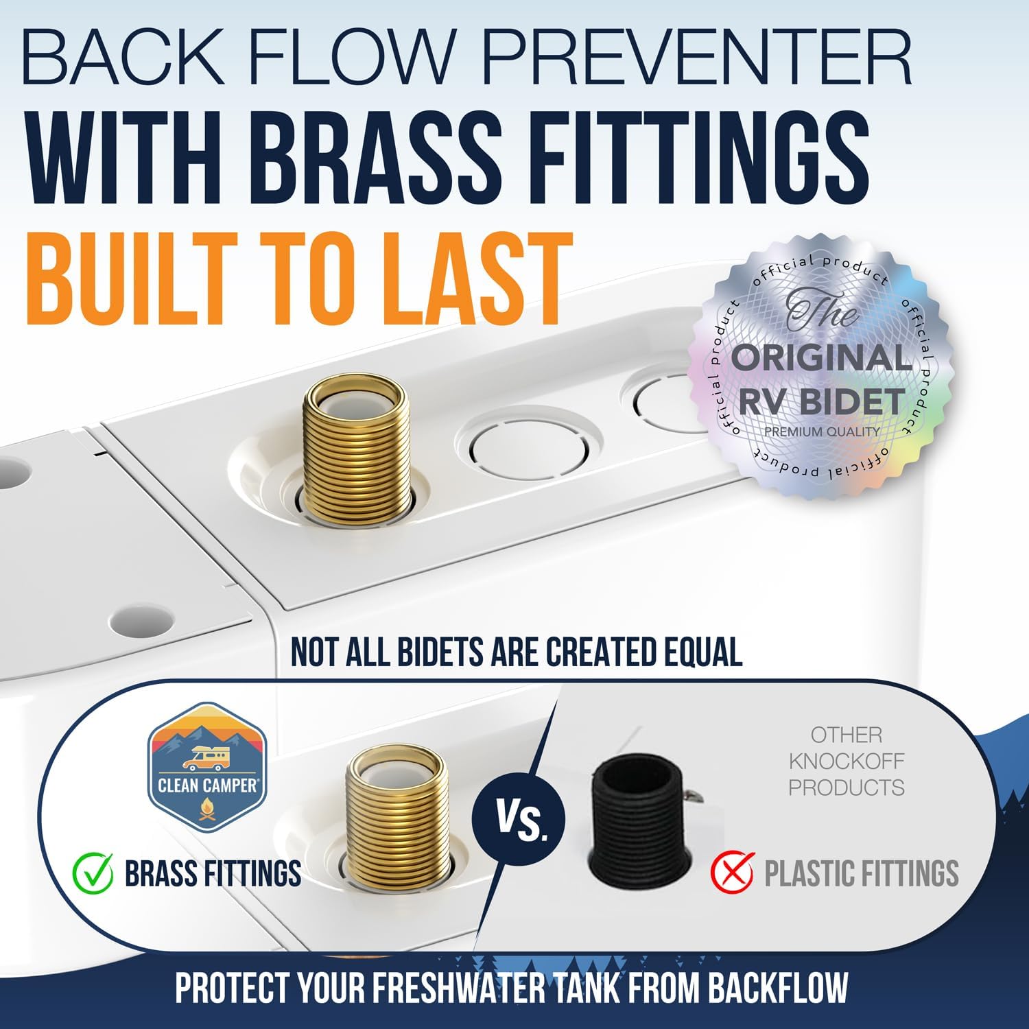 Clean Camper The Original Rv Bidet Self-Cleaning Dual Nozzles | Non-Electric, Reversible Design | Easy Installation, Rv Waterlin