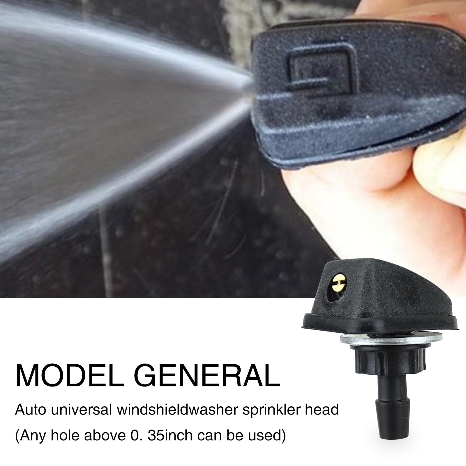 Gkmow Pack-2 Car Front Windshield Washer, Automotive Wiper Nozzles, 0.31'' Sprayer Head Replacement Parts, Single Hole Adjustabl