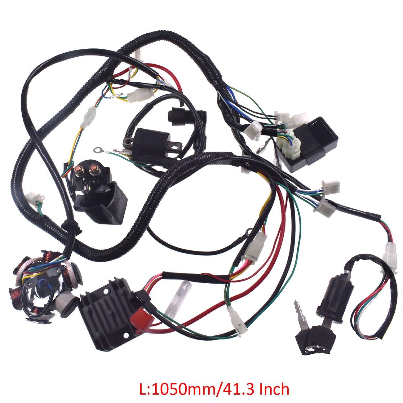 Sthus 150Cc Gy6 Wiring Harness Wire Loom Stator Cdi Switch Electrics Assembly For 4-Stroke Engine 150Cc 125Cc Go Kart Atv Scoote