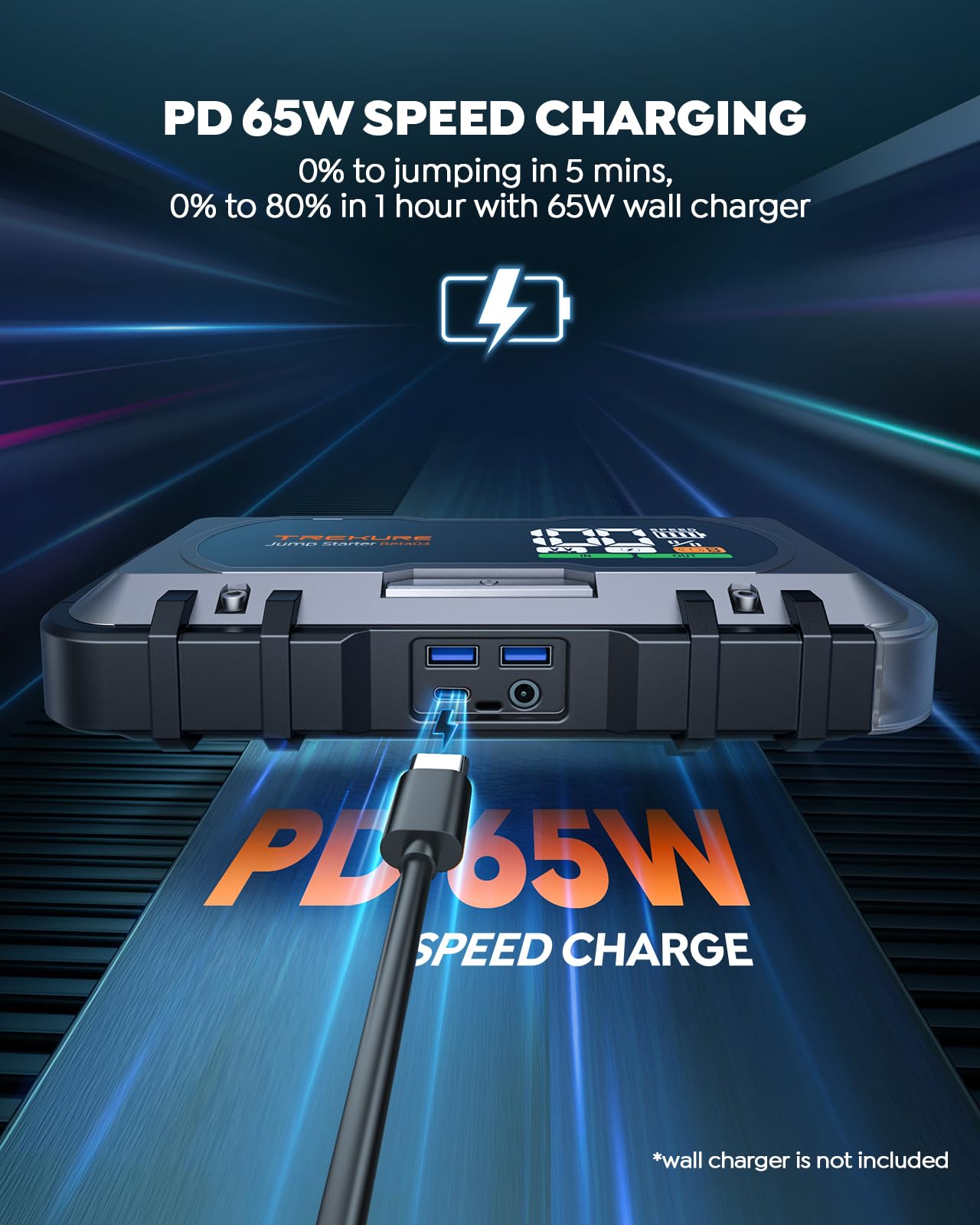 Trekure Car Jump Starter 6000A 8-In-1 65W Charging Car Battery Jump Starter Battery Pack (All Gas/10L Diesel) Jump Box Car Batte