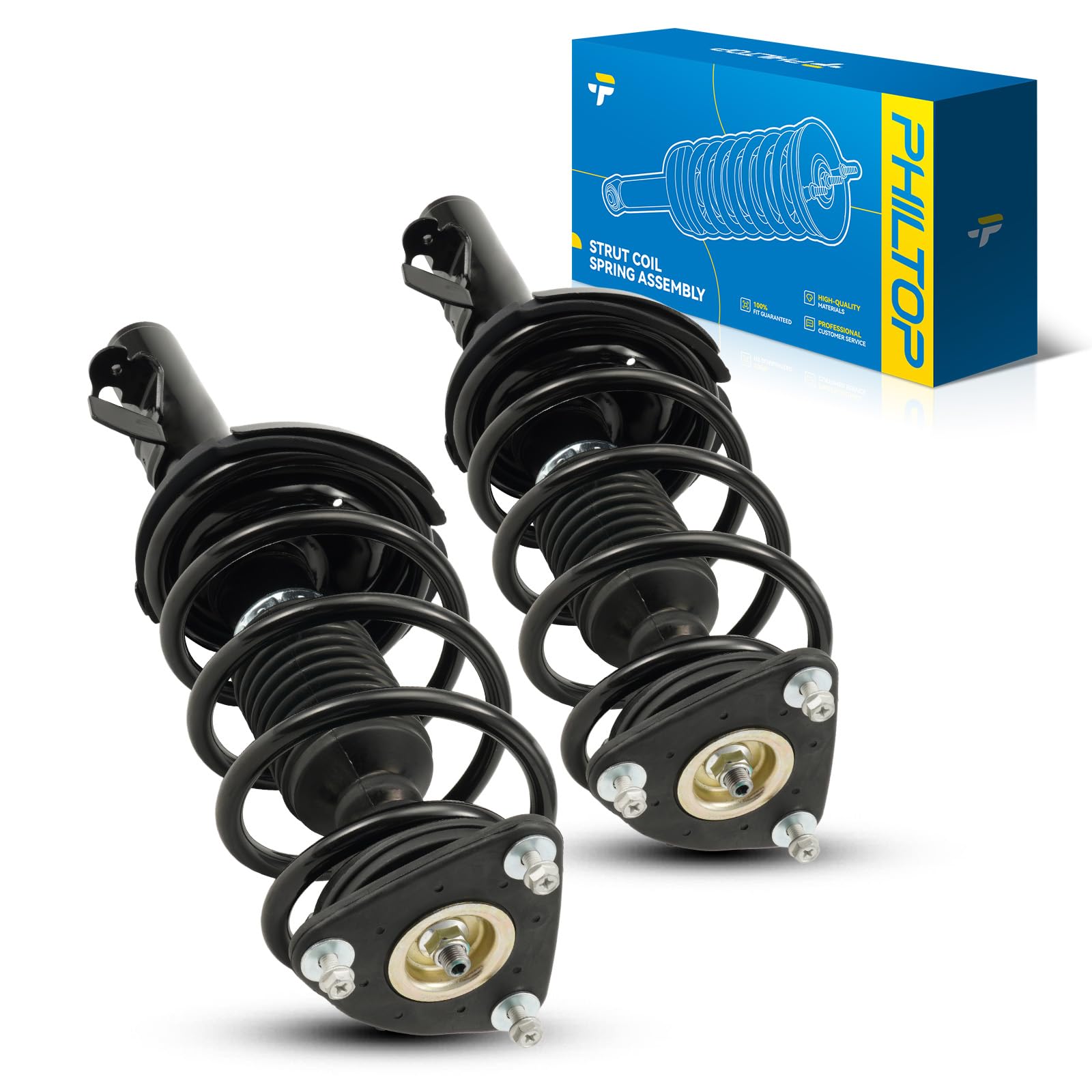 Philtop Front Complete Struts Shock Absorber For Ford Focus 2012-2013, 2.0L, Quick Suspension 172522 172523, Struts With Coil Sp