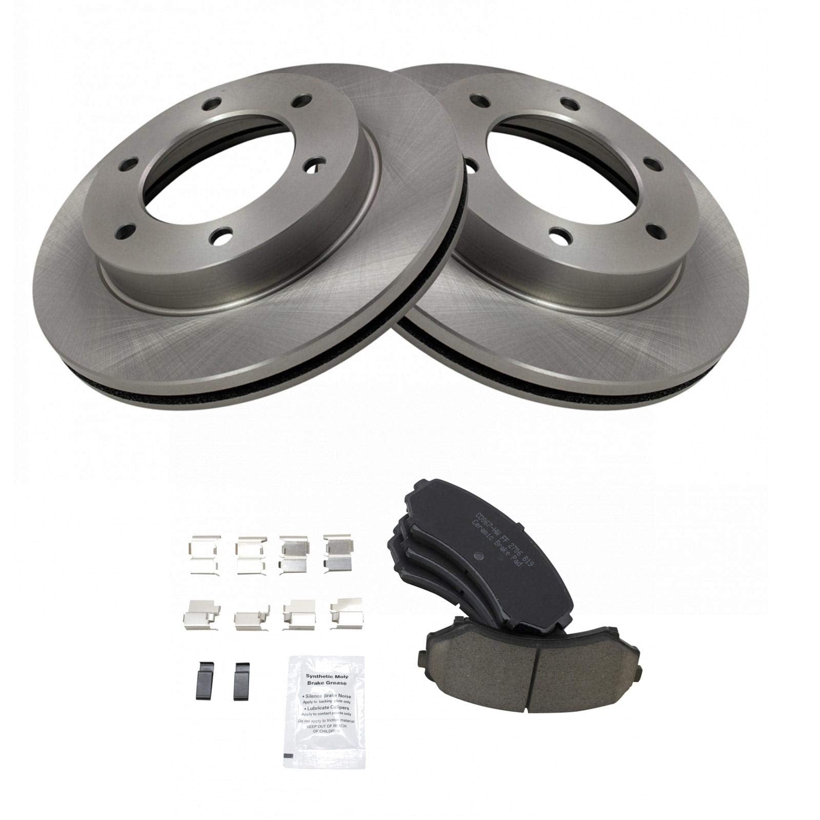 Trq Front Brake Pad & Rotor Kit Brake Pads Brake Rotor Ceramic Compatible With 2002 Honda Passport 2002-2004 Isuzu Axiom Rodeo 2