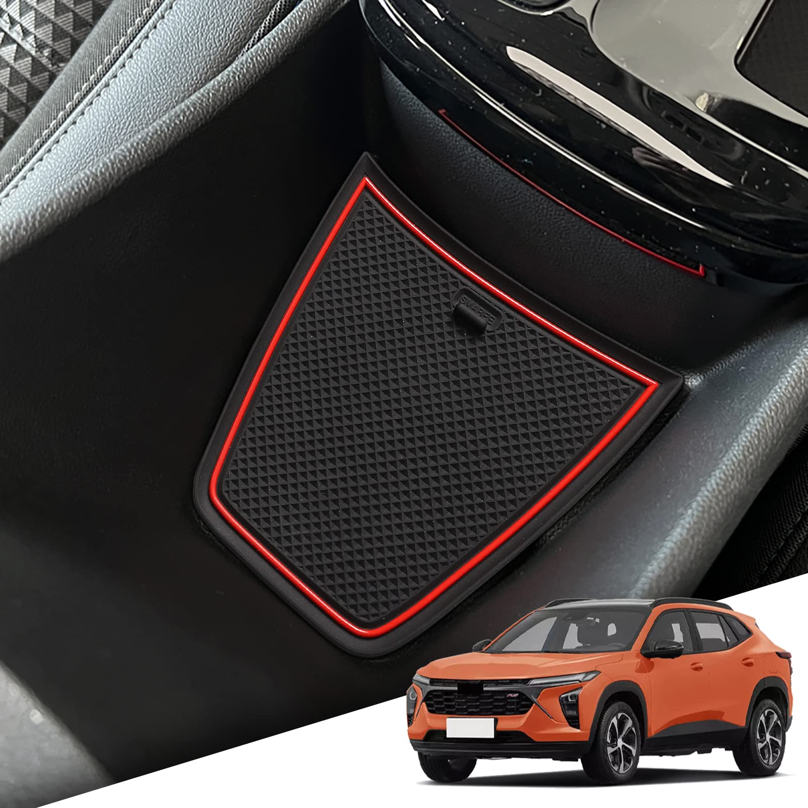 Smabee Fit For 2024 2025 Chevy Trax Door Slot Mats, Cup Holder Inserts For Chevrolet Chevy Trax 2024 2025 Accessories, Door Slot Mats Center Console Liners Trax Ls/1Rs/Lt/2Rs/Activ (Red)