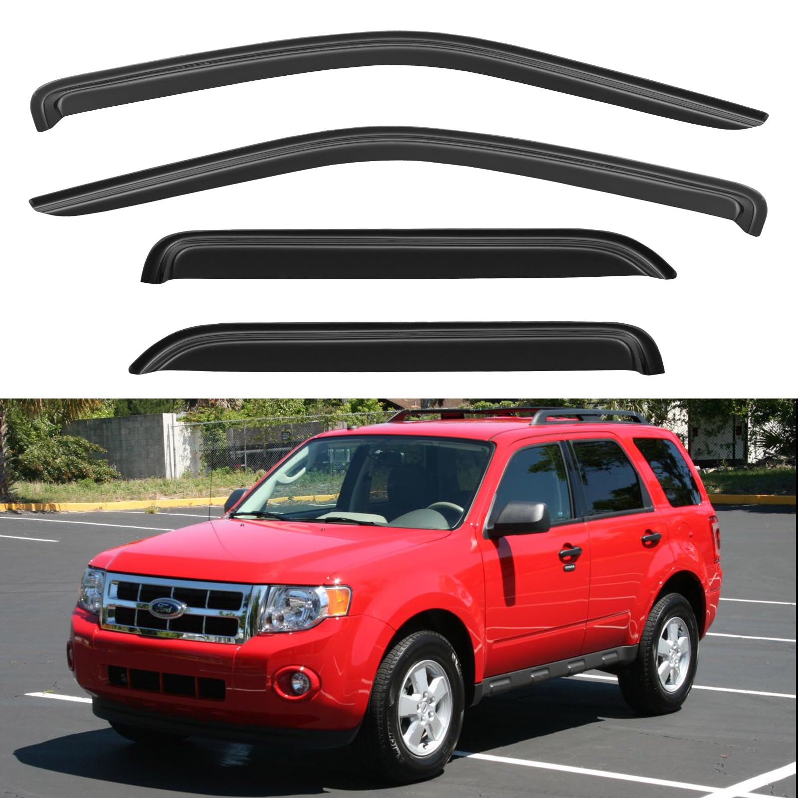 Window Visors Rain Guards Shield for 2001-2012 Ford Escape, Out-Channel Window Vent Wind Deflectors Visors Shades for 2005-2012 
