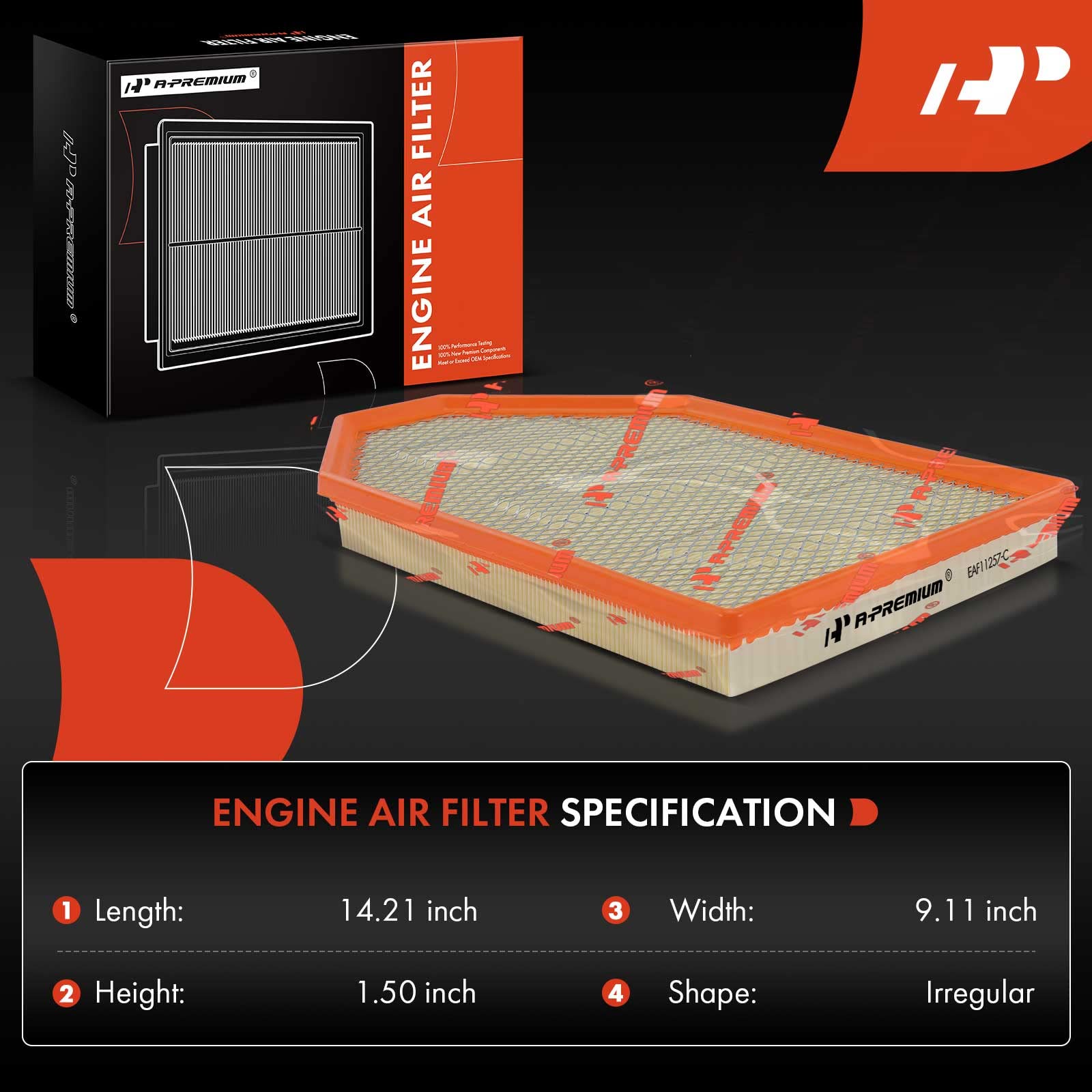 A-Premium Engine Air Filter Compatible With Chrysler 300 & Dodge Challenger, Charger, 2011-2022, 3.6L 5.7L 6.4L, Flexible Panel, Replace# 4861746Aa