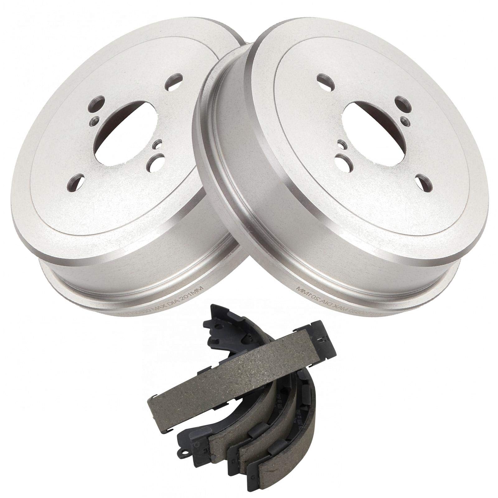 TRQ Rear Brake Drum & Shoe Pair Set for Toyota Corolla Chevy Prizm