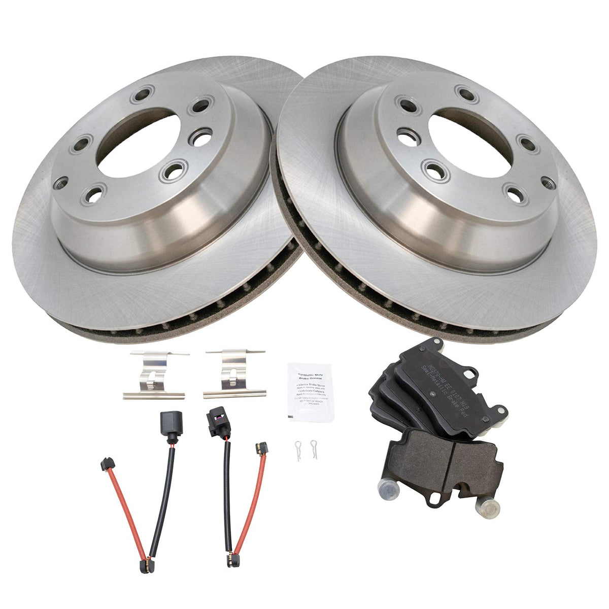 Trq Rear Brake Pad & Rotor Kit Brake Pads Brake Rotor Semi-Metallic Compatible With 2007-2015 Audi Q7 2003-2010 Porsche Cayenne