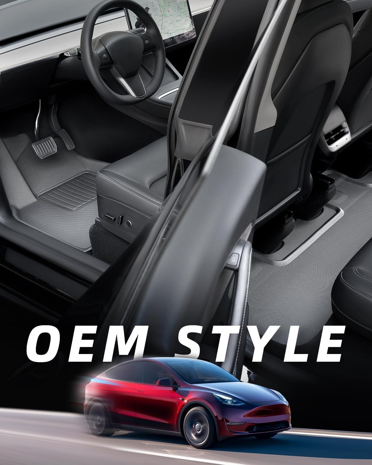 Taptes Floor Mats For Tesla Model 3 2017-2025, Premium All Weather Anti-Slip Waterproof Floor Liners Car Interior Accessories -