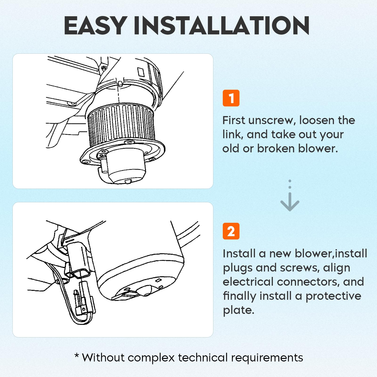 AC Blower Motor with Fan Fit for 2003-2006 Cadillac Escalade EXT/Chevrolet Avalanche 1500 2500, for 2003-2009 Hummer H2, for 2003-2007 Chevrolet Silverado/GMC Sierra 1500 2500 3500 HD Replaces# 700101