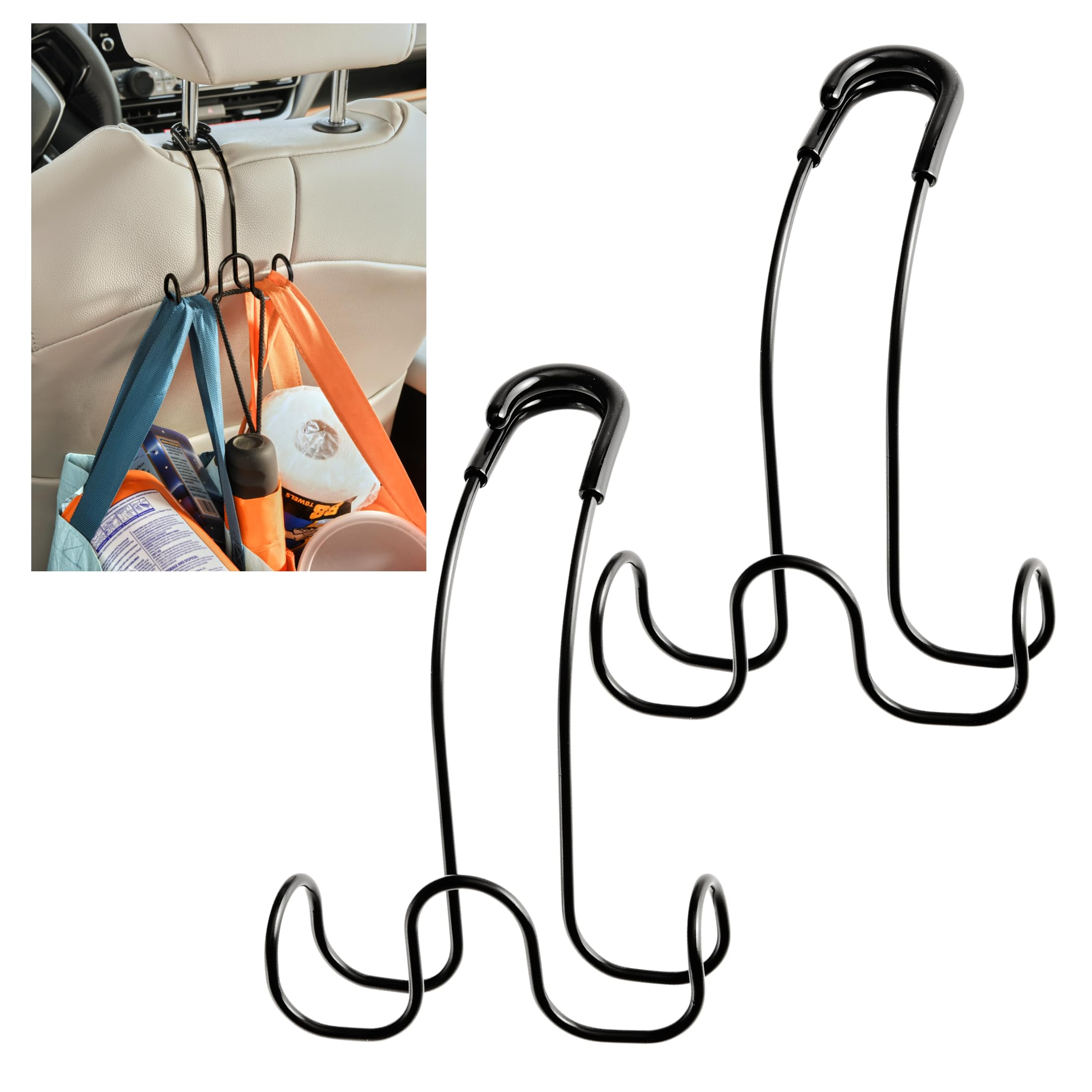 High Road Metal Car Hooks For Purses And Bags - Unbreakable Headrest Car Hooks For Large Purse Straps And Heavy Bags Up To 40 Lb