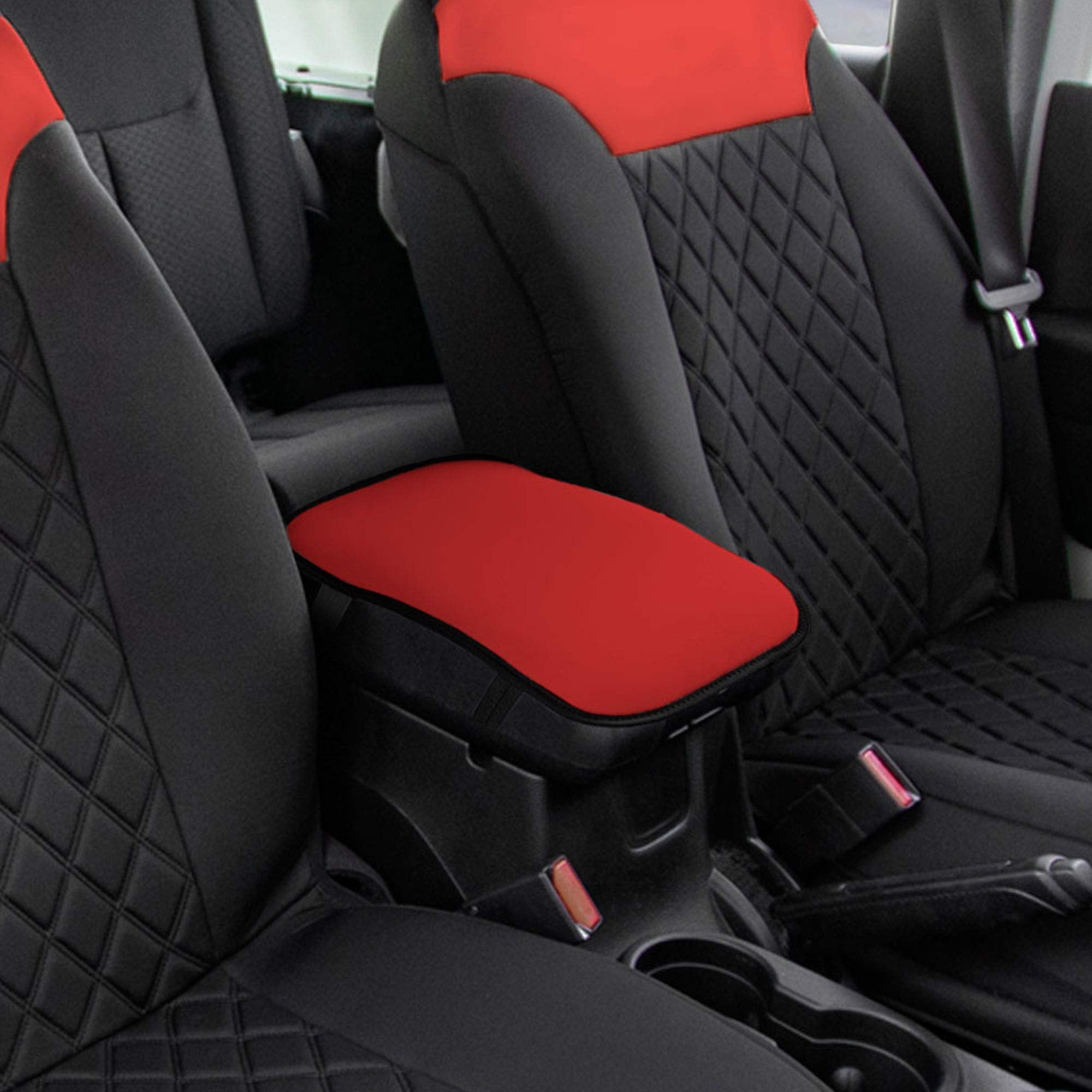 FH Group Neosupreme Center Console Pad Water-Resistant Red Seat Box Cover Protector fits Most Cars, SUVs, and Trucks