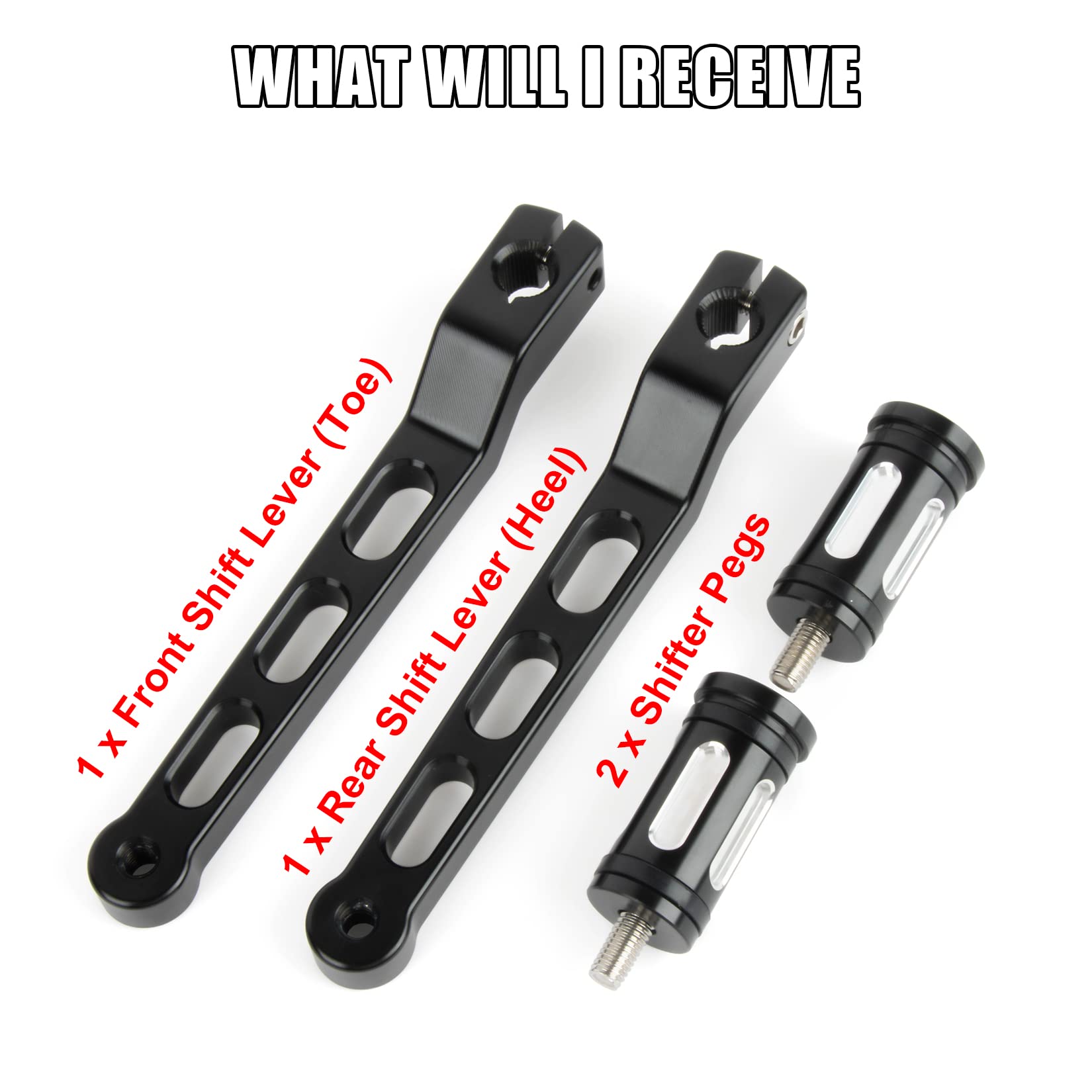 Aluminum Motorcycle Shift Lever, PSLER Heel Toe Shifter Gear Shift Pedal Lever Arms with Shifter Peg for FL Softail, Tri Glide T