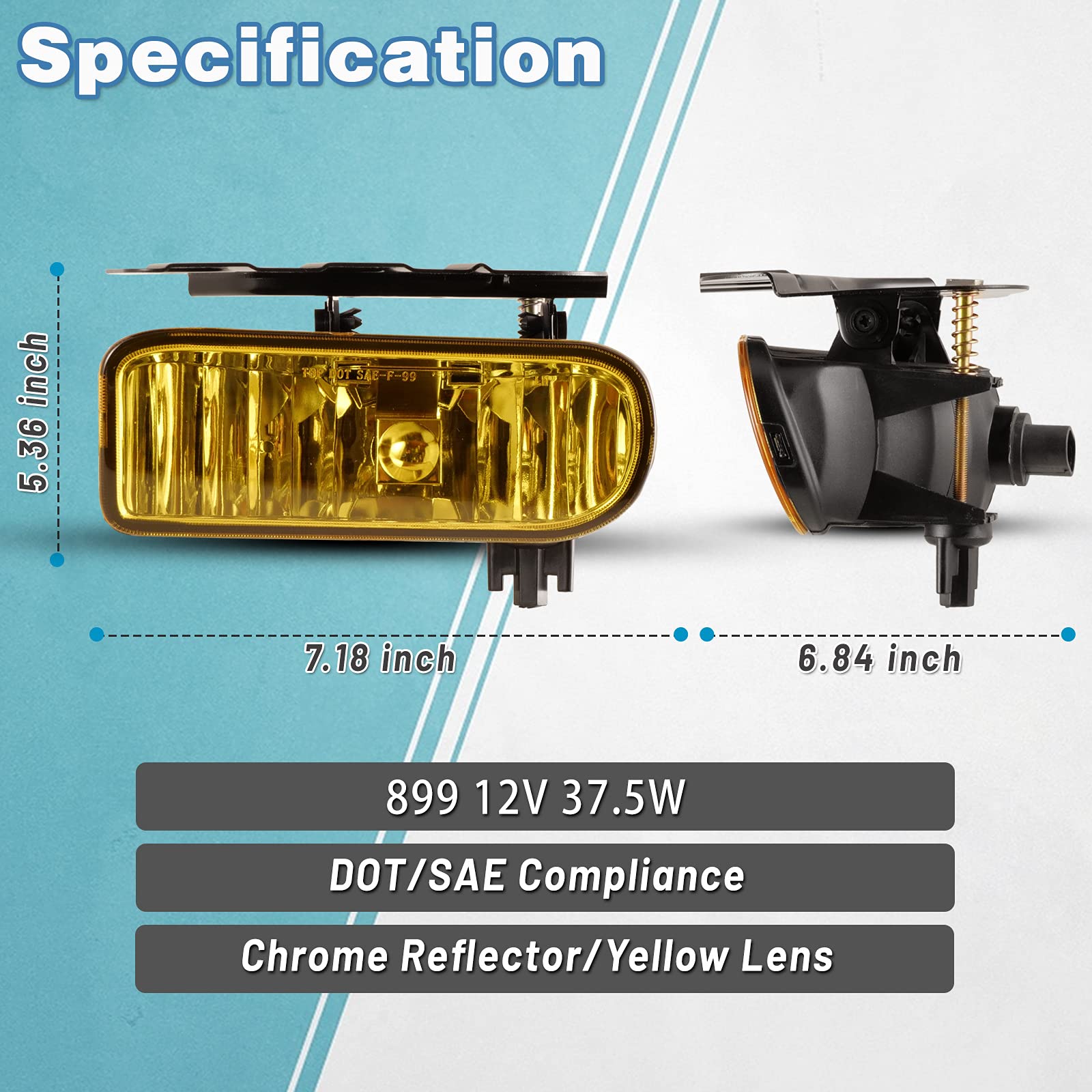 Autowiki Fog Lights For 2002-2006 Cadillac Escalade, 2003-2005 Cadillac Escalade Esv Oem Replacement Fog Lamps 2Pcs With Yellow Lens