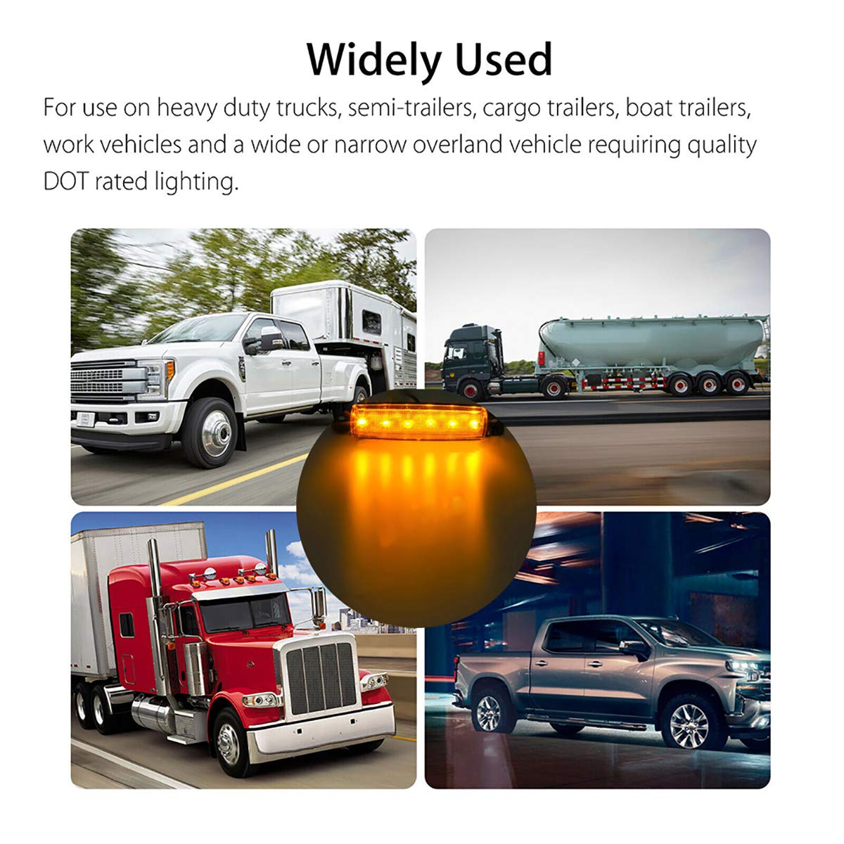 Kyyet Amber Led Side Marker Lights,(Pack Of 20) 6 Led 2835 Smd Clearance Lamps For Truck Trailer Rv Campervan Pickup Tractor Lor