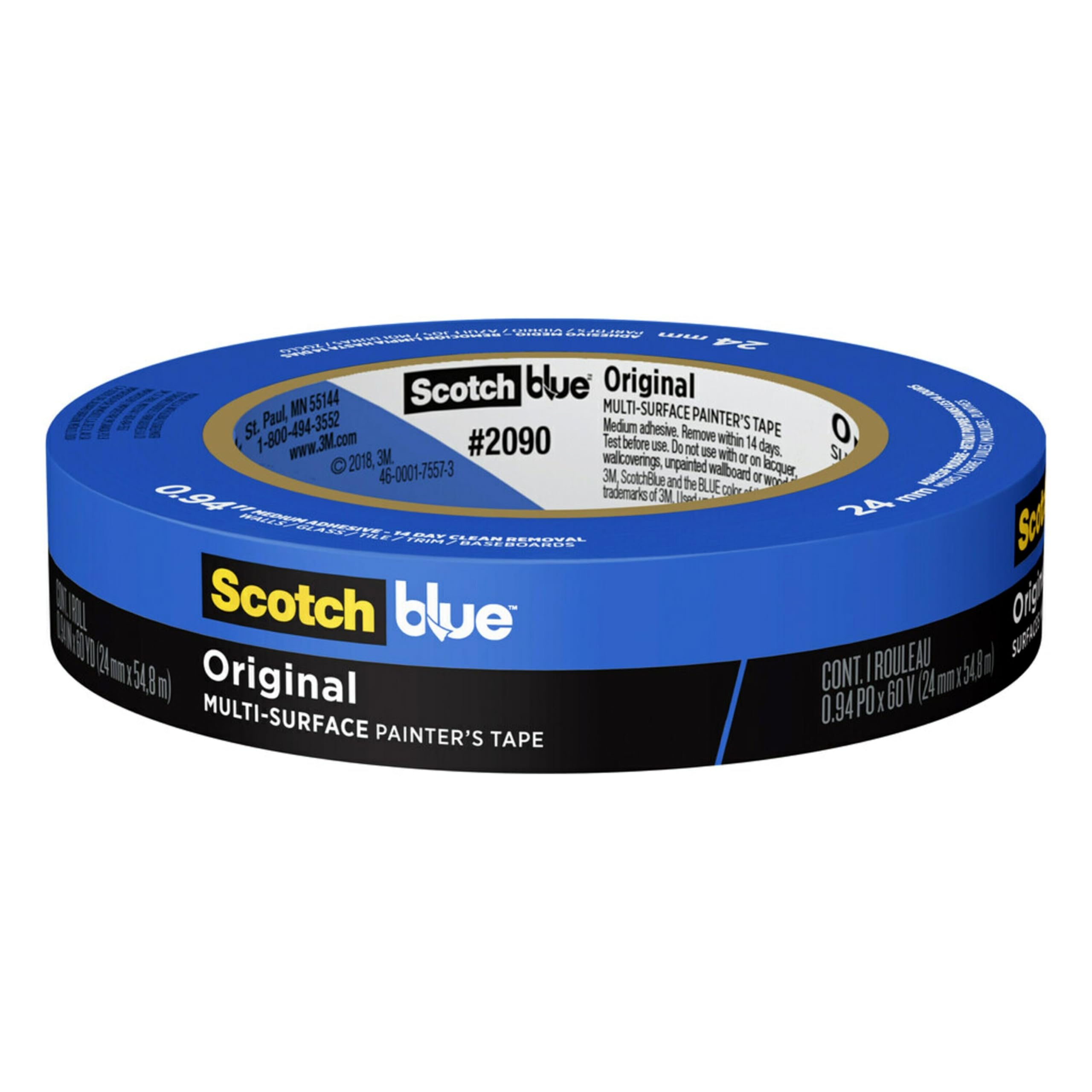 Scotchblue Original Multi-Surface Painter'S Tape, 0.94 Inches X 60 Yards, 1 Roll, Blue, Paint Tape Protects Surfaces And Removes