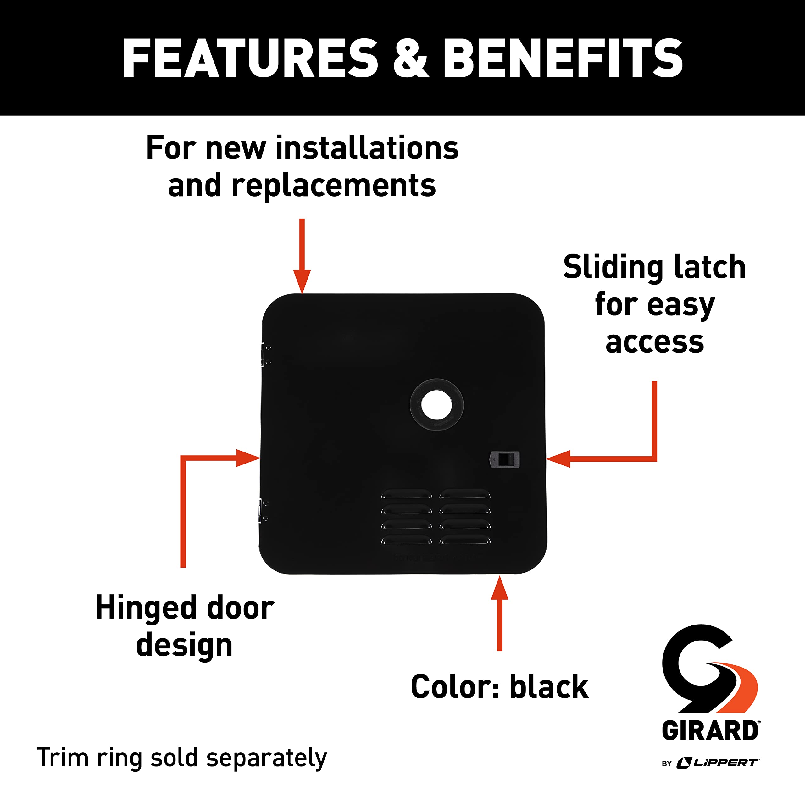 Girard Products Llc Rv Water Heater Door Installation Kit - 10-Gallon, Black