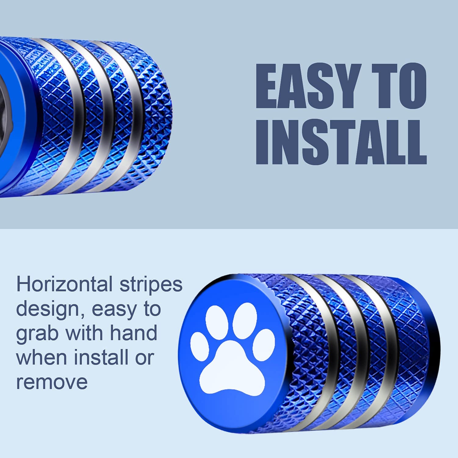 Tire Valve Stem Cap Cover - (5 Pack) Tire Air Caps Metal With Plastic Liner Corrosion Resistant Leak-Proof Cat/Dog Paw For Car Truck Motorcycle Bike Blue