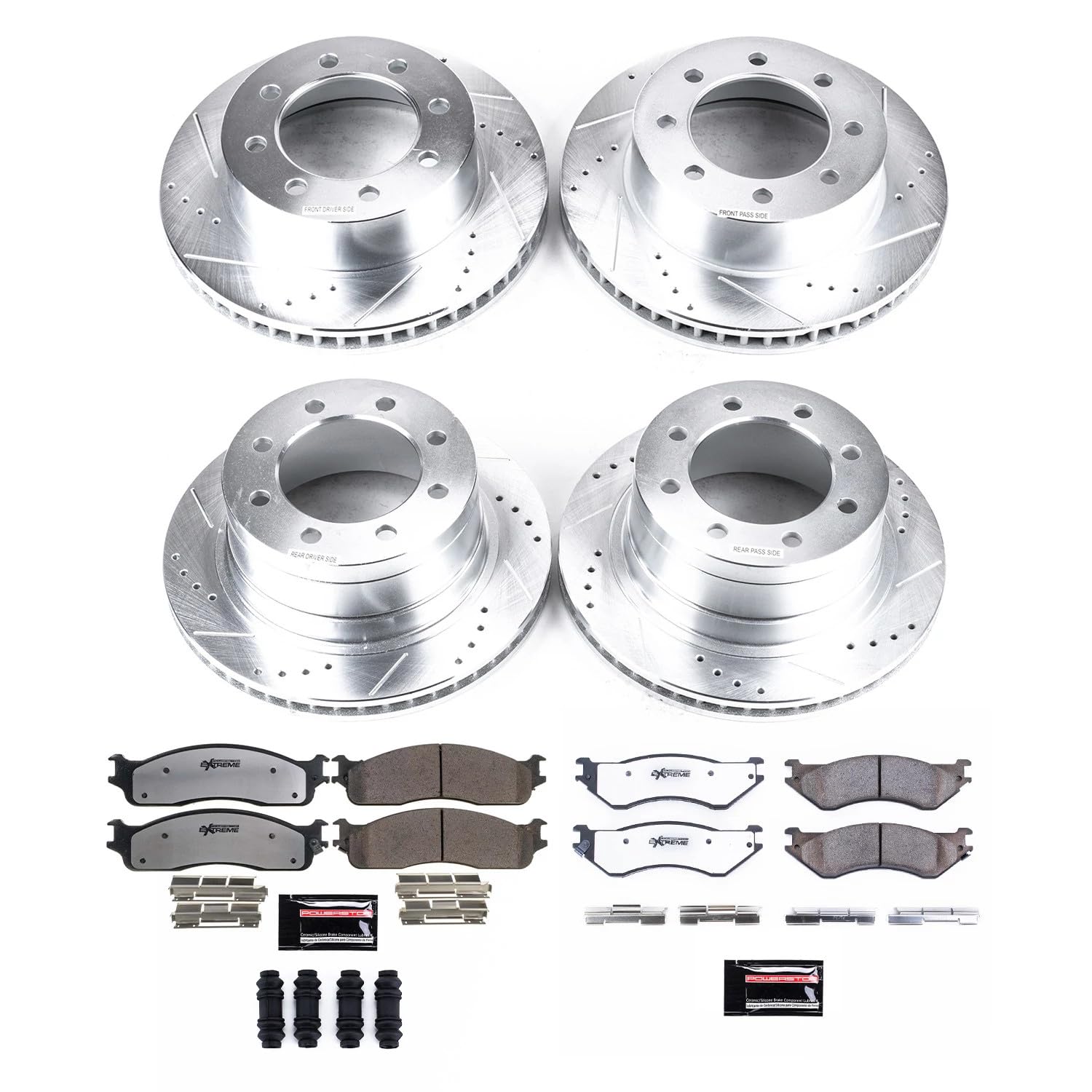 Power Stop K5468-36 Front and Rear Z36 Truck & Tow Brake Kit, Carbon Fiber Ceramic Brake Pads and Drilled and Slotted Brake Roto
