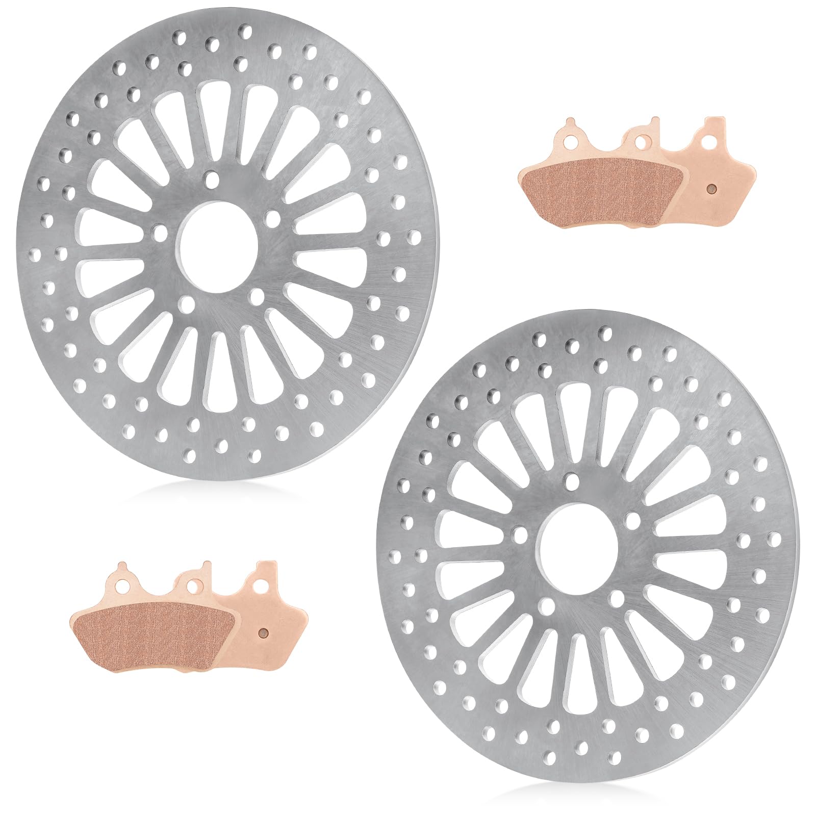 Front Brake Rotors Pads Set for Harley Davidson Electra Glide for Road King for Road Glide for Street Glide, for FLHR,FLHRI/FLHT