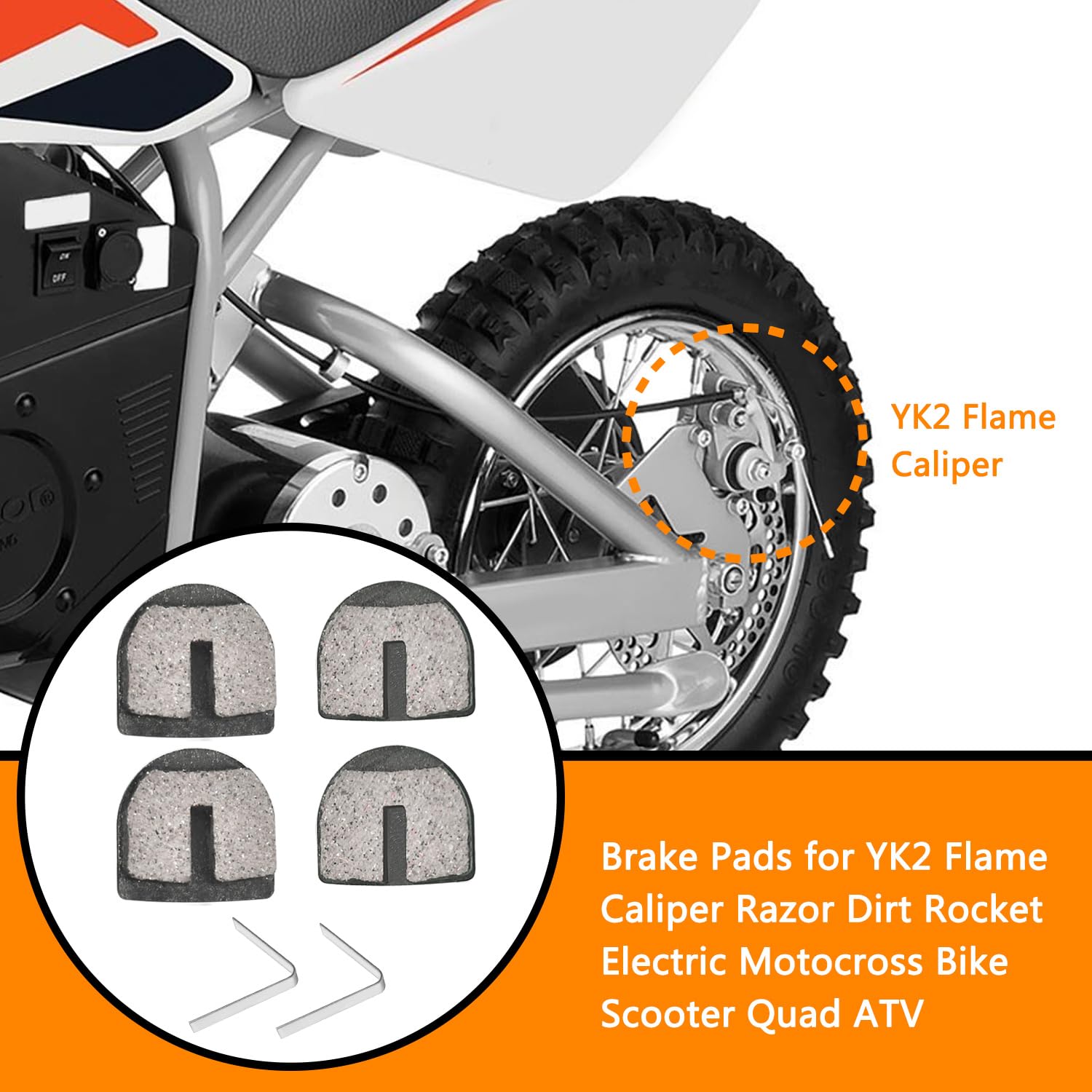 Holato Rounded Disc Brake Pads For Razor Mx500 Mx650 Sx500 Mcgrath Dirt Rocket Electric Motocross Bike E500S Scooter Rsf350 Rsf6