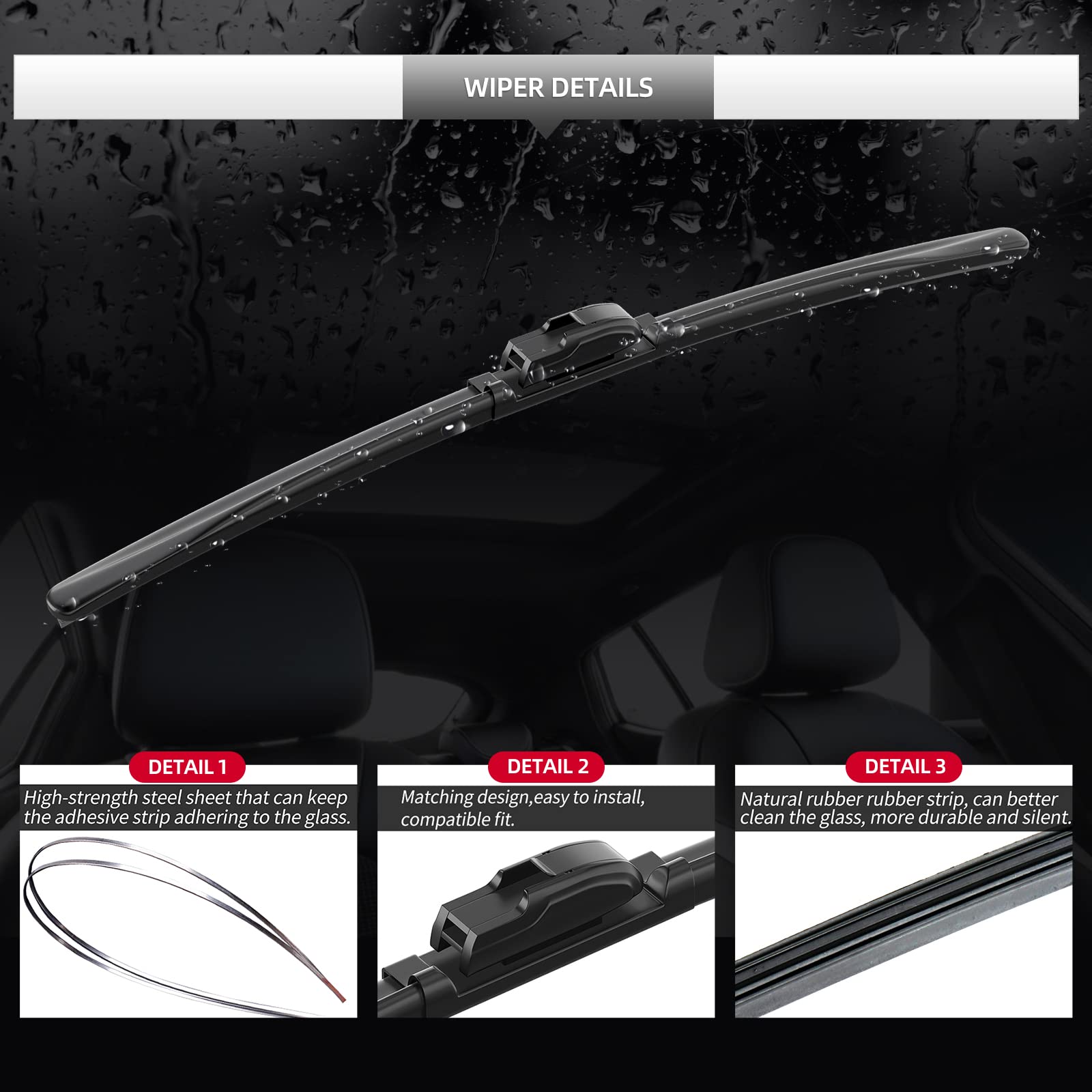 Gardimu Front And Rear Windshield Wiper Blades, 3 Pcs Front And Back Windshield Wipers Blades Replacement For Ford Expedition 20