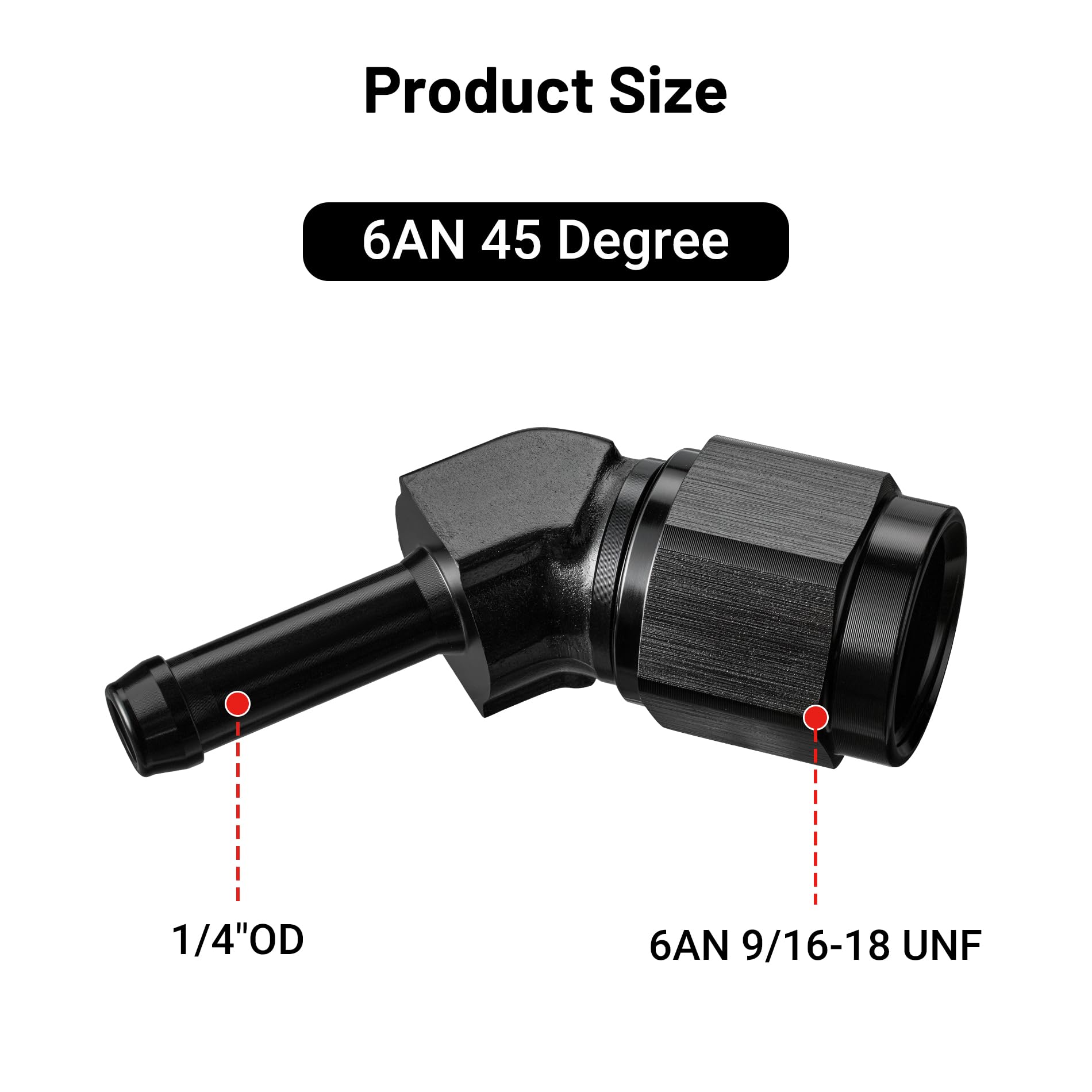EVIL ENERGY 6AN Female to 1/4'' Barb Hose Fitting 45 Degree Swivel 2PCS