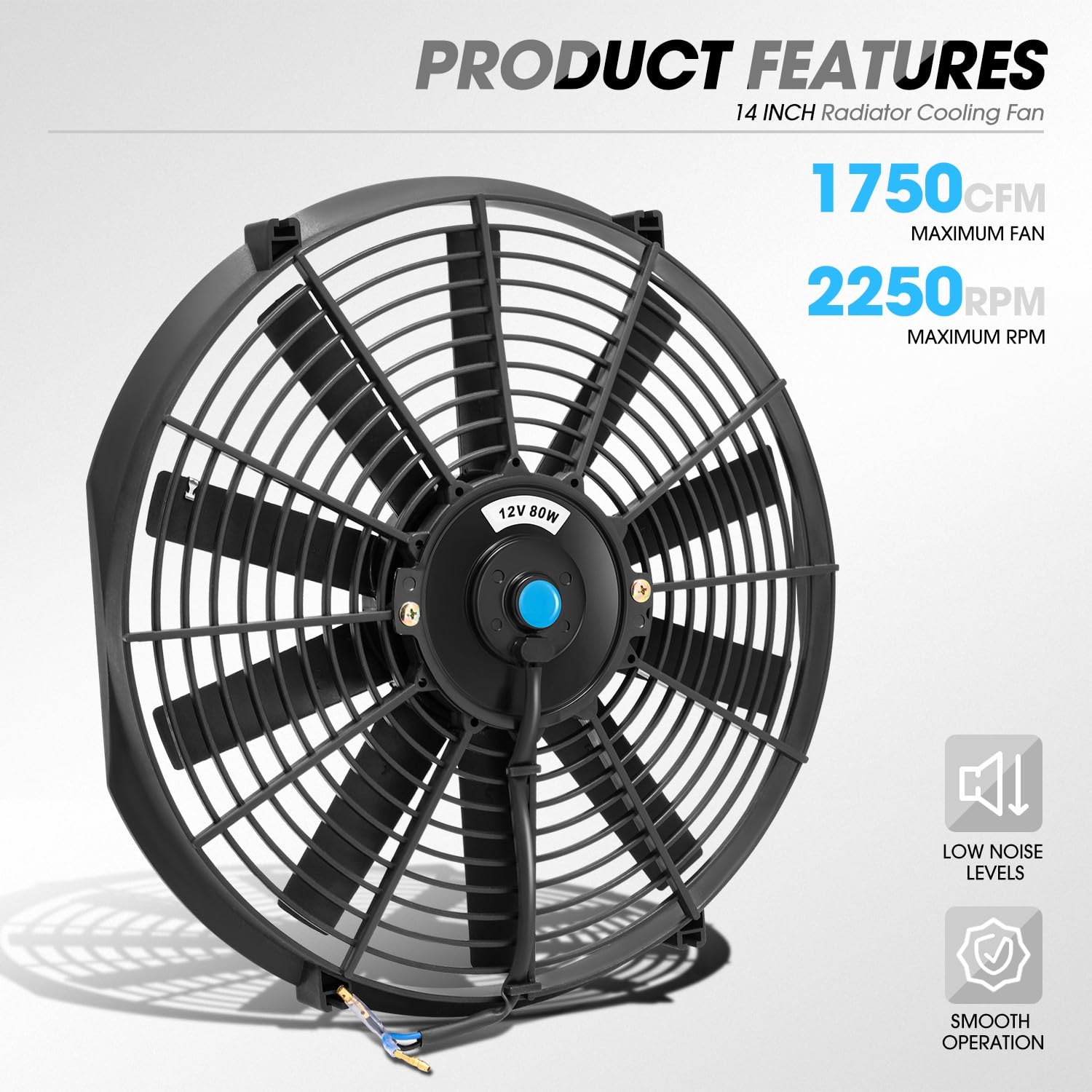 Dna Motoring 14 Inch High Performace Electric Cooling Slim Radiator Fan With Mount Kit, Black, 2Pcs, Raf-14+Fmk-X2
