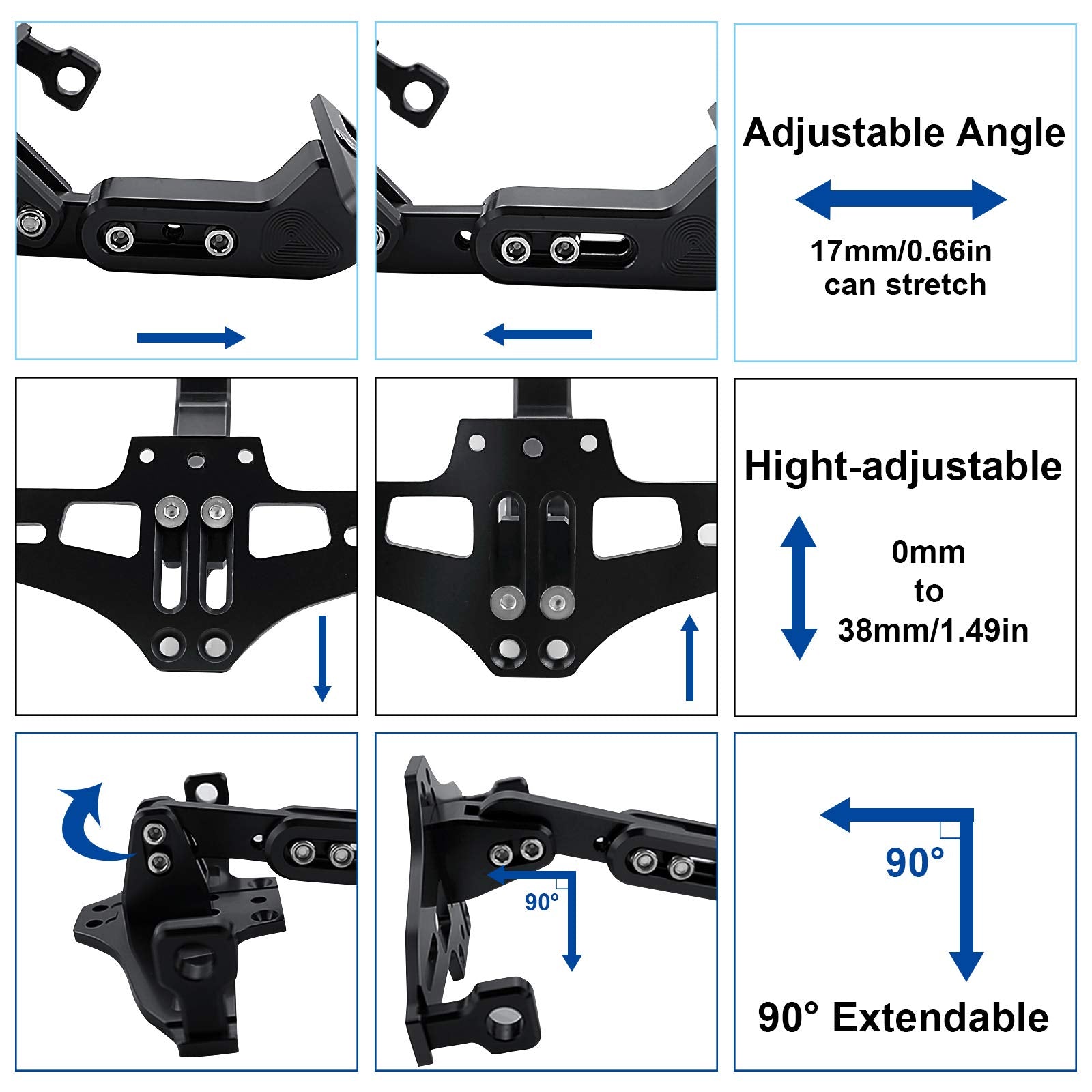 Mdpromcp Universal Adjustable Motorcycle License Plate Holder Motorcycle Fender Eliminator Kit With 2 Turn Signal Lights