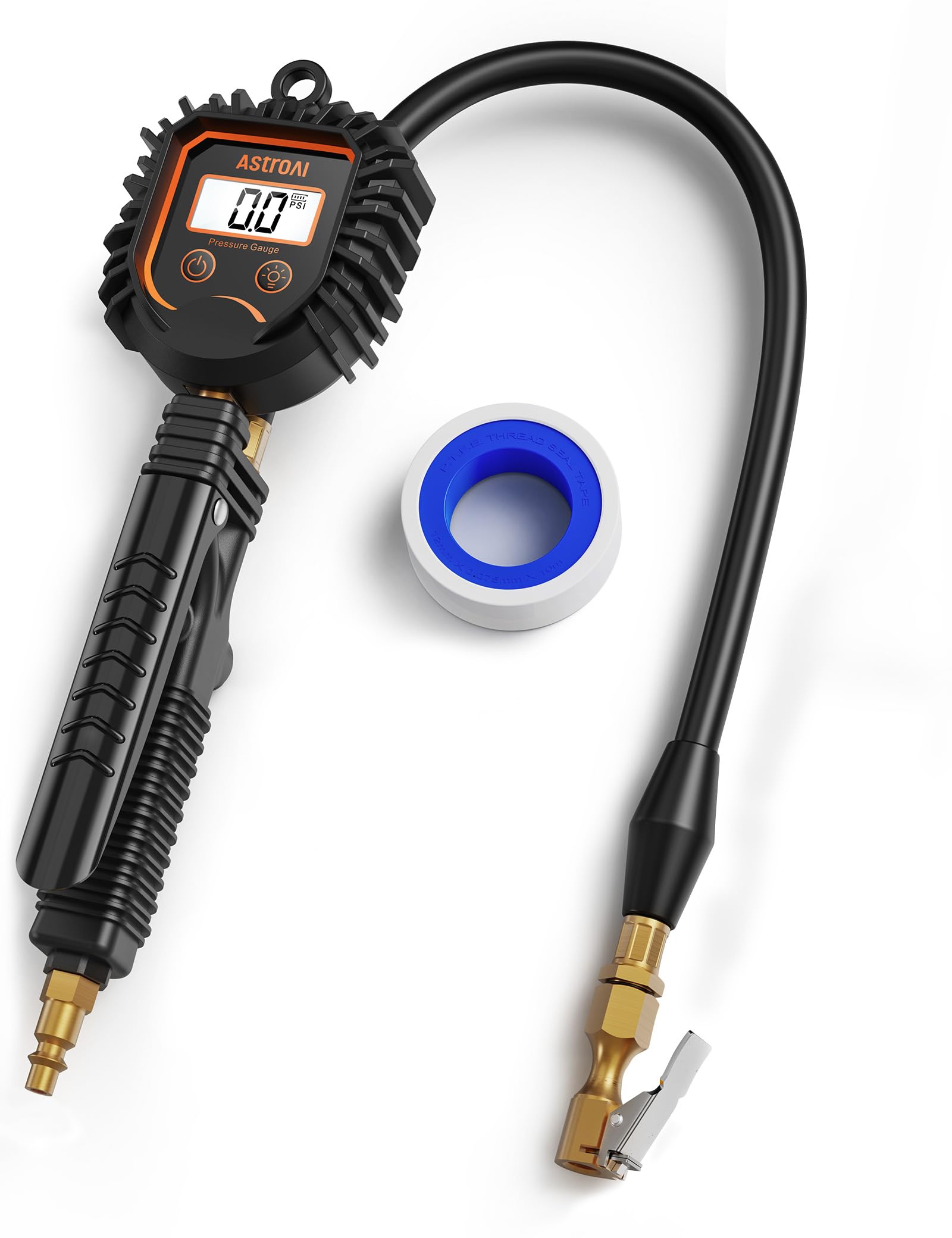 AstroAI Digital Tire Pressure Gauge with Inflator, 250 PSI Air Chuck and Compressor Accessories Heavy Duty Tire Inflator Gauge C