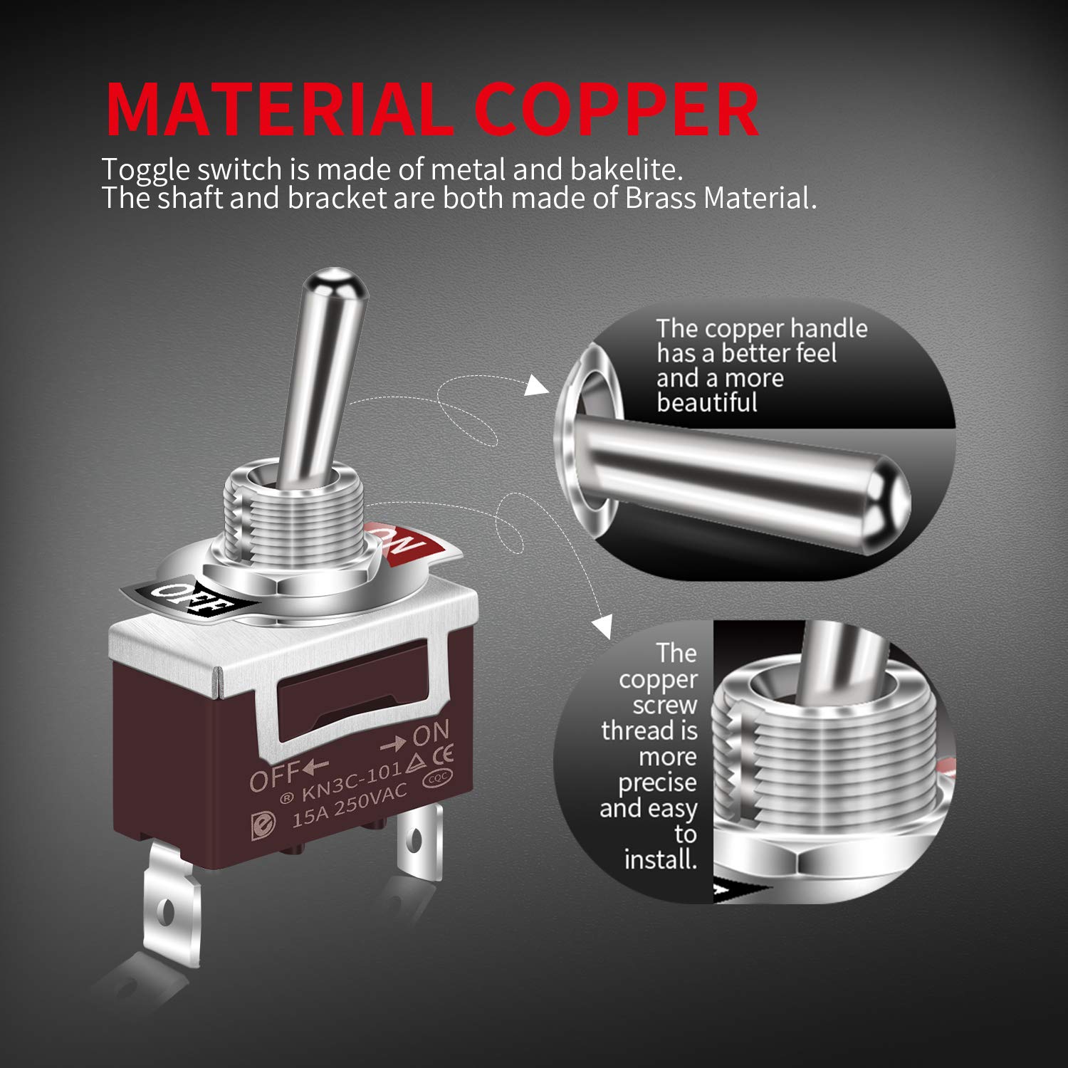 DaierTek SPST Waterproof Toggle Switch 12V DC 30A 125VAC 20A Marine Heavy Duty 2 Pin ON Off Spade Terminals for Automotive Car B