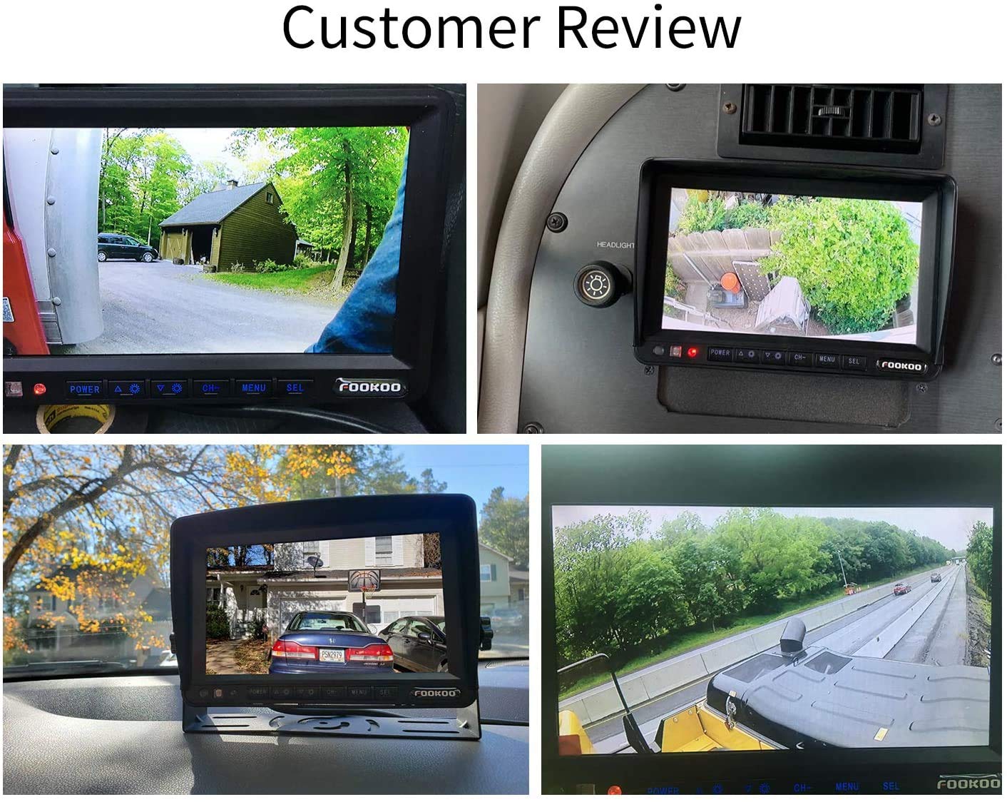 Fookoo ? Hd 1080P 9'' Wired Backup Camera System, 9-Inch Dvr Dual Split Screen Monitor, Ip69 Waterproof Rear View Camera For Tru