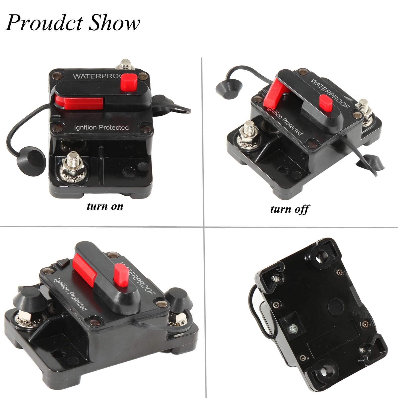 Red Wolf Waterproof 100Amp Circuit Breaker For Boat Trolling Motor Marine Atv Vehicles Stereo Audio Electronic Battery System Inline Fuse With Manual Reset Switch
