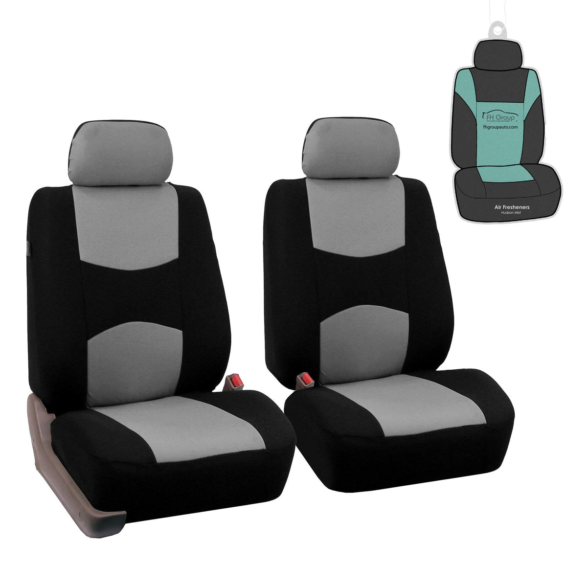 Fh Group Flat Cloth Front Set Car Seat Covers (Gray) With Gift - Universal Fit For Trucks, Suvs, And Vans
