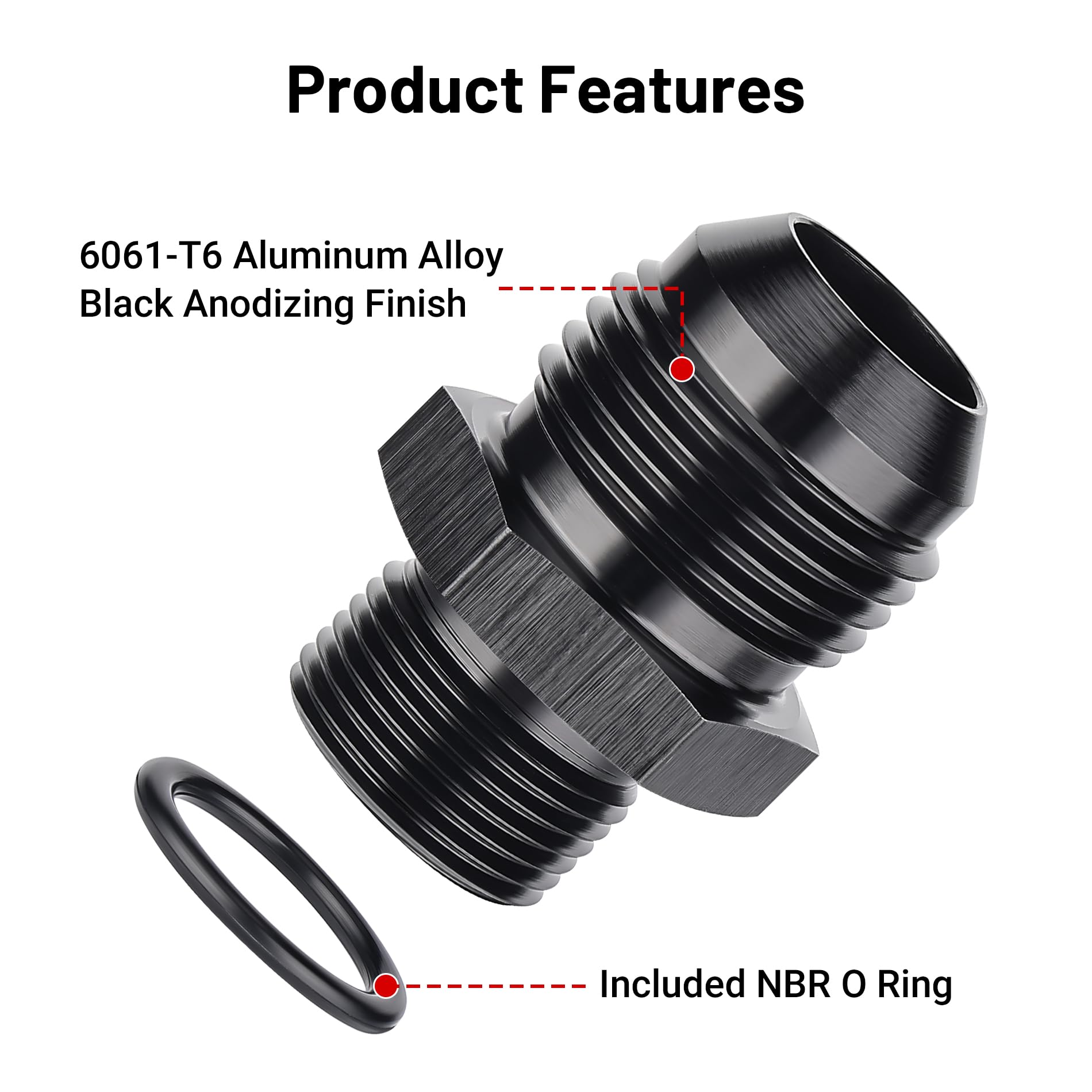 Evil Energy 12An Male Flare To M22 X 1.5Mm Male Metric Fitting Adapter Aluminium Alloy 2Pcs